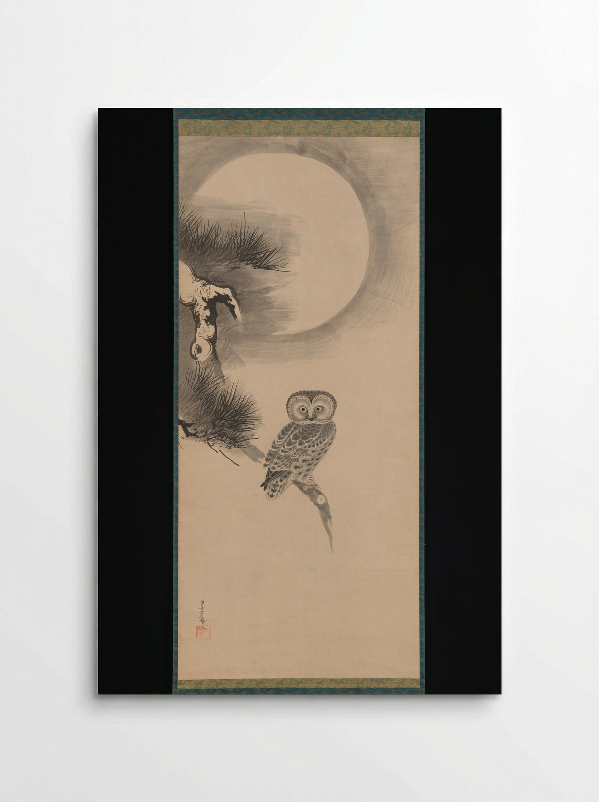 Owl on a Pine Branch - Soga Nichokuan - Poster