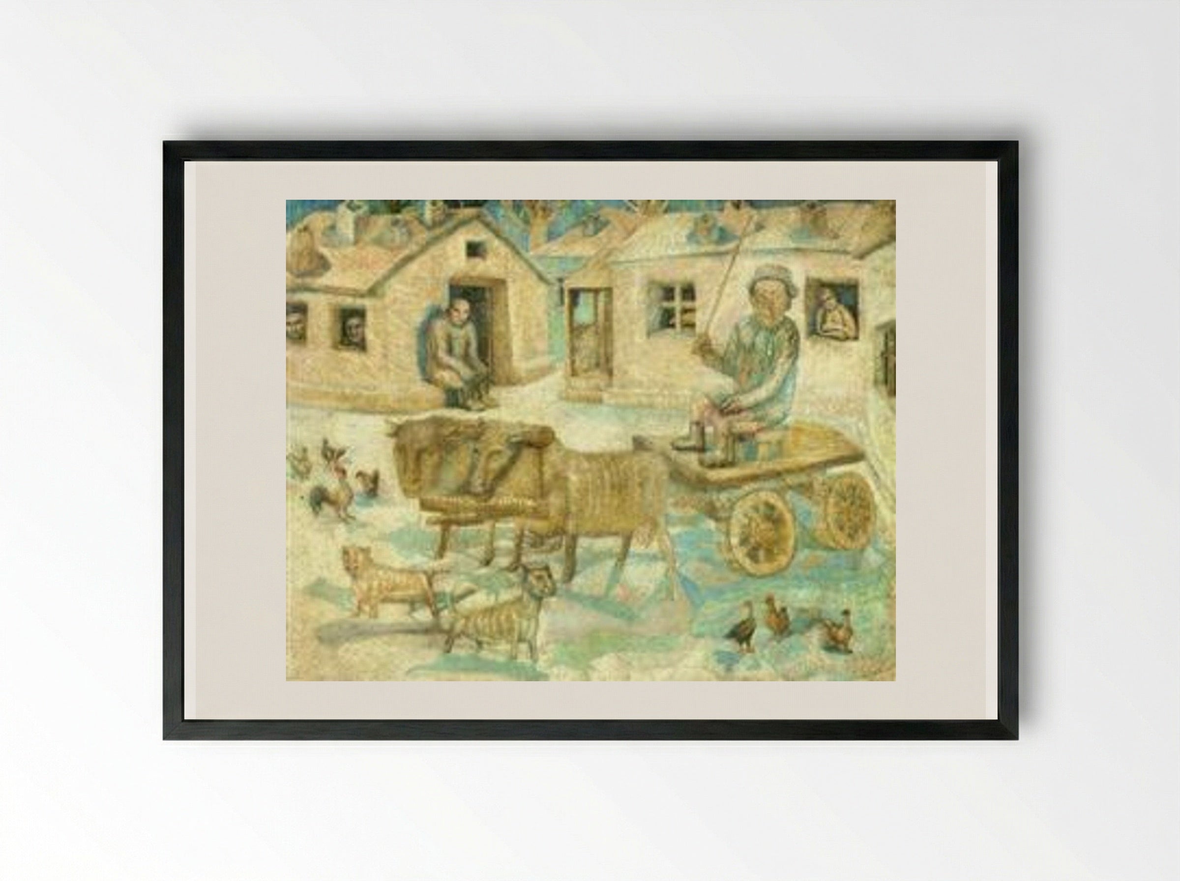 Oxen. Scene from the Life of Savages - Pavel Filonov - Framed Print Black