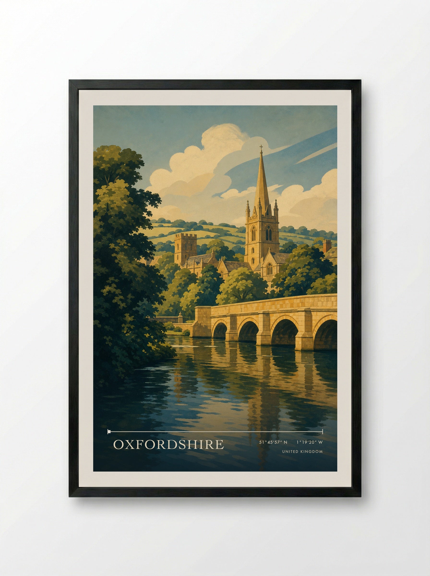 Oxfordshire United Kingdom Travel Poster - Framed Print Black