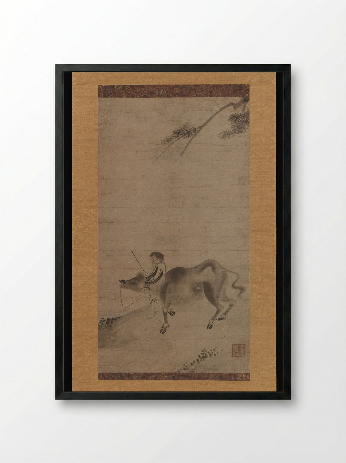 Oxherding - Sekkyakushi - Framed Print Black