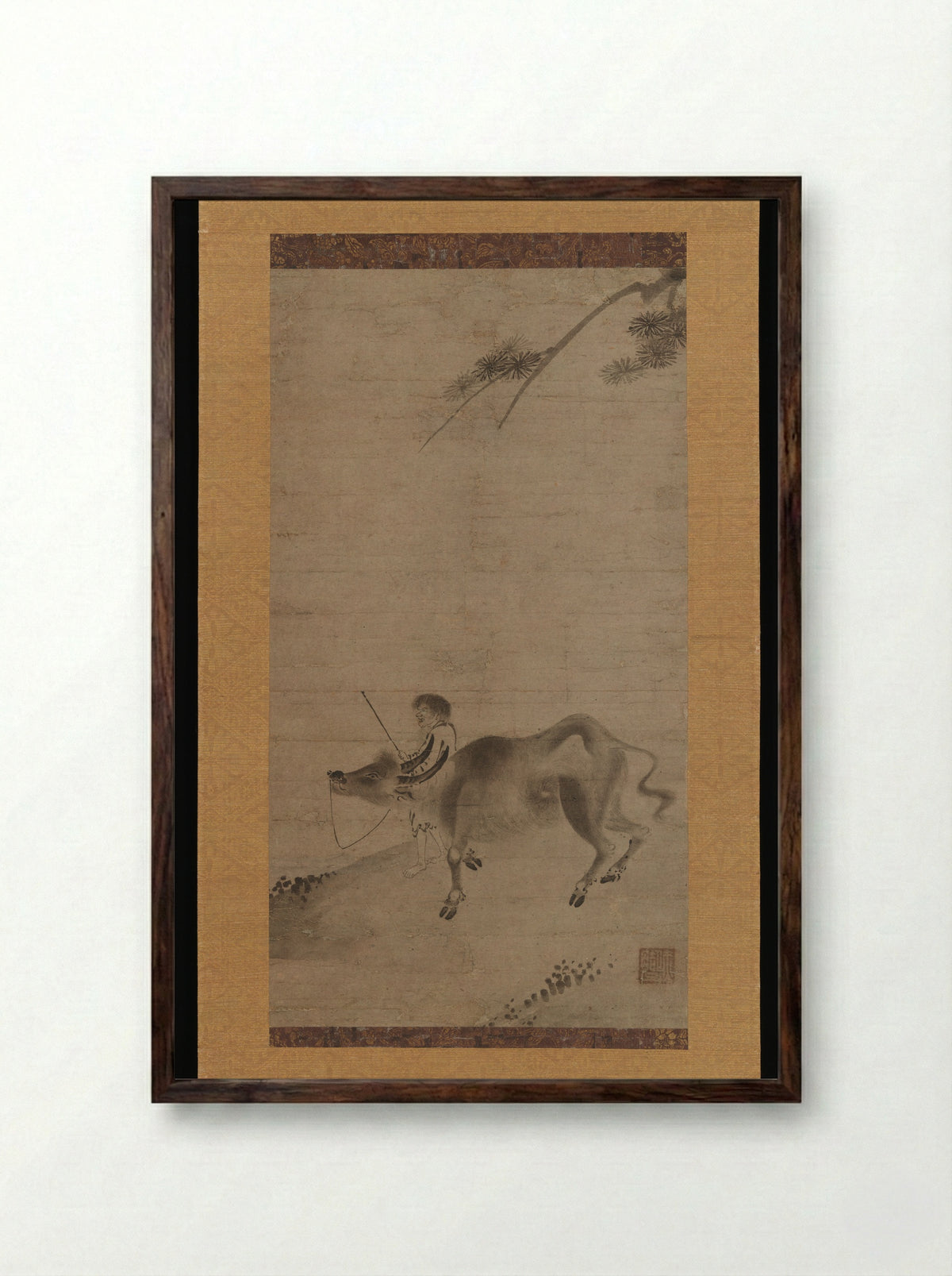 Oxherding - Sekkyakushi - Framed Print Dark Wood