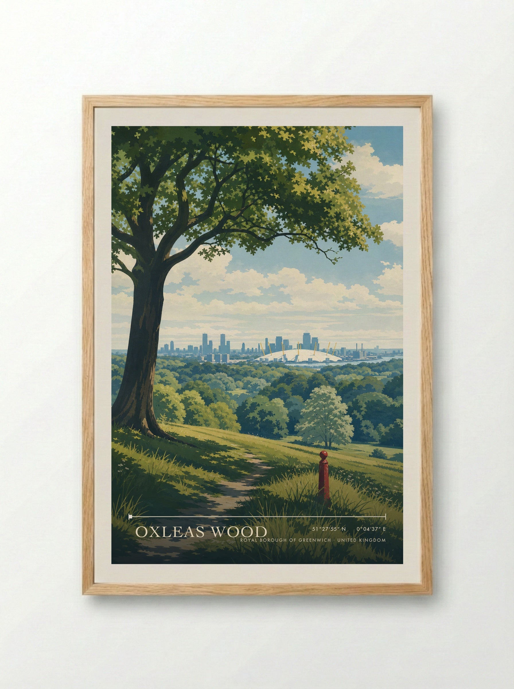 Oxleas Wood Royal Borough of Greenwich United Kingdom Travel Poster - Framed Print Wood