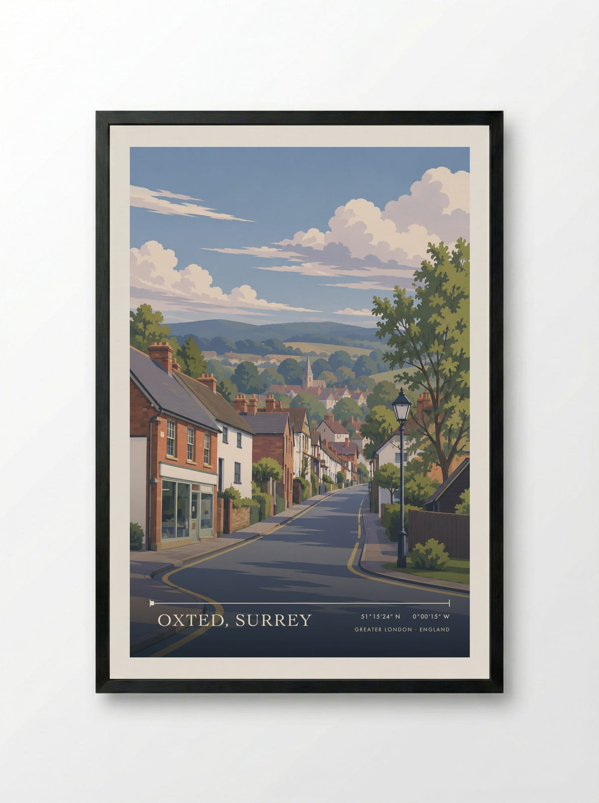 Oxted, Surrey, Greater London | Travel Poster - Framed Print Black