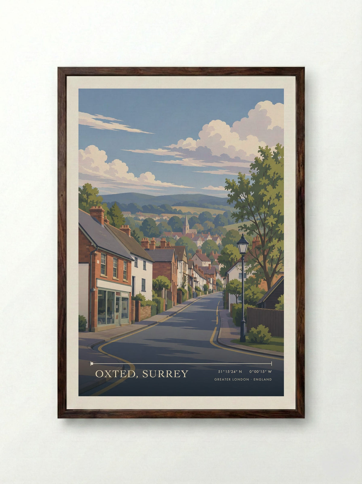 Oxted, Surrey, Greater London | Travel Poster - Framed Print Dark Wood
