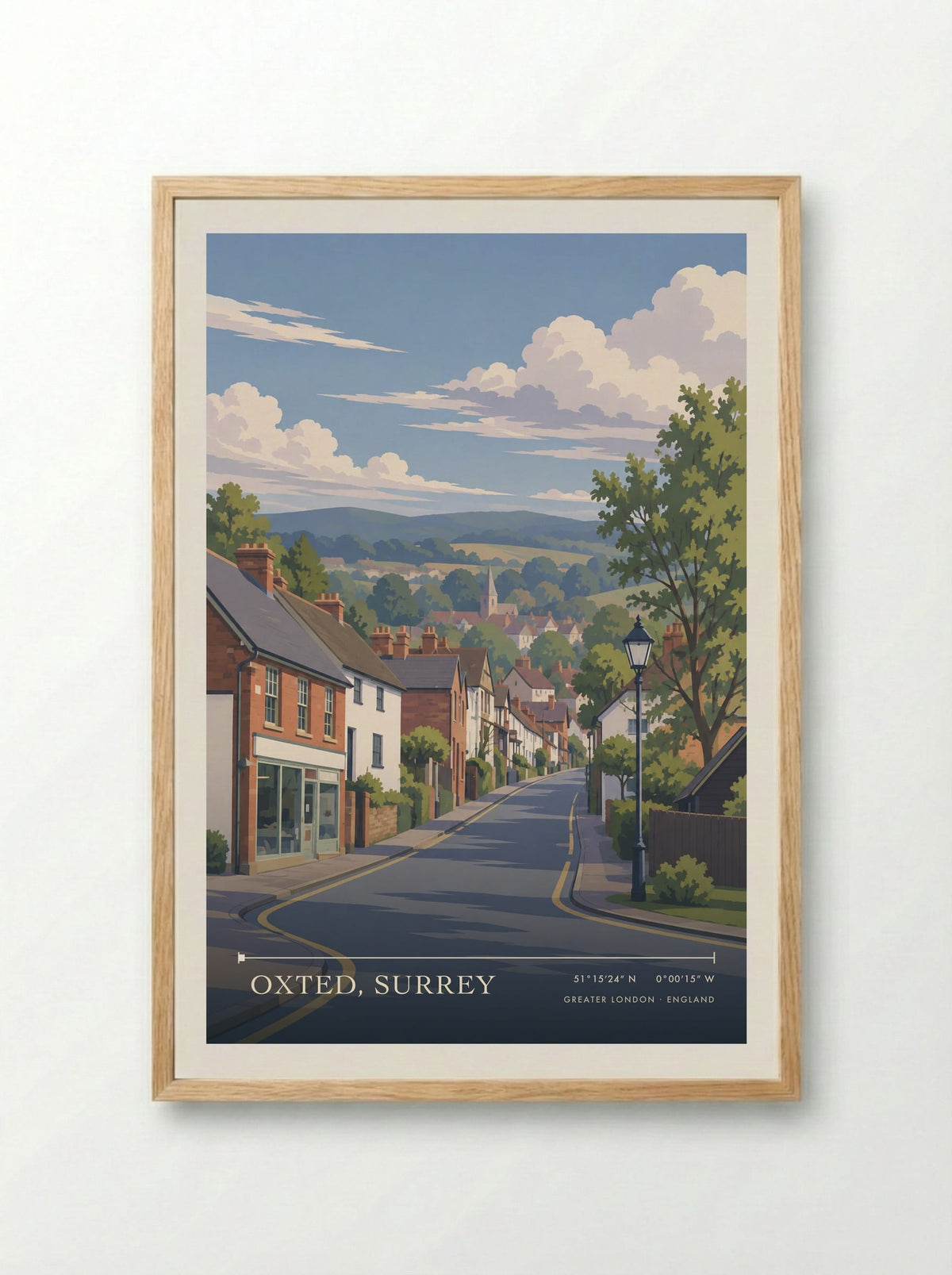 Oxted, Surrey, Greater London | Travel Poster - Framed Print Wood
