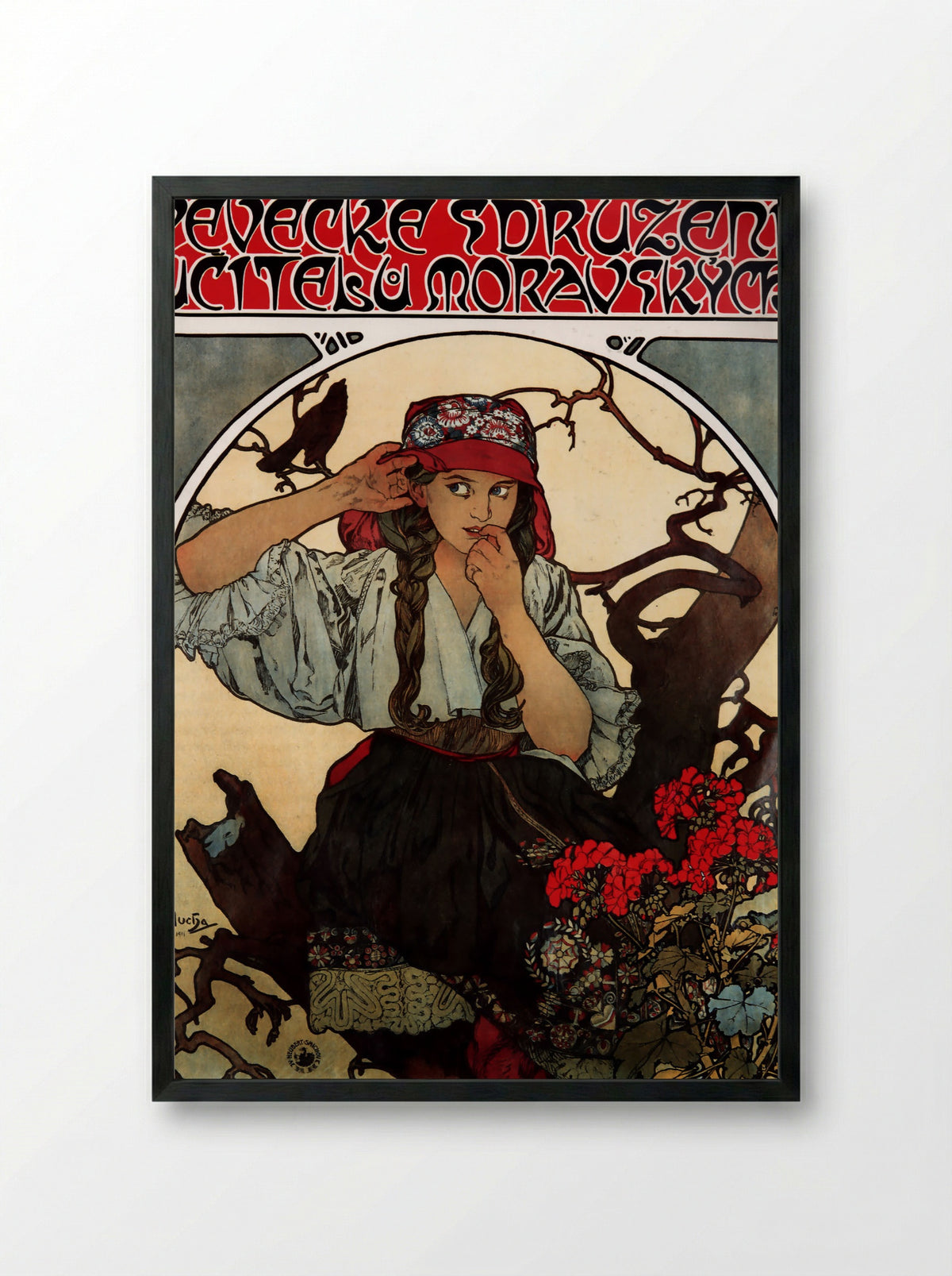 Pěvecké sdružení učitelů moravských - Alphonse Mucha - Framed Print Black