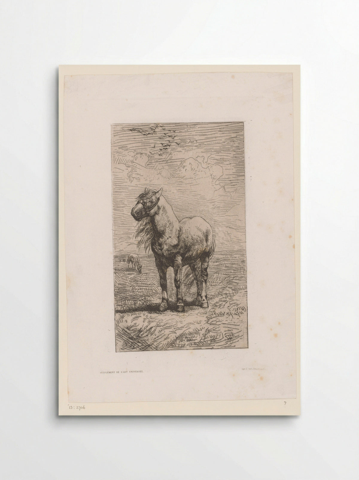 Paard in landschap - Félicien Rops - Poster