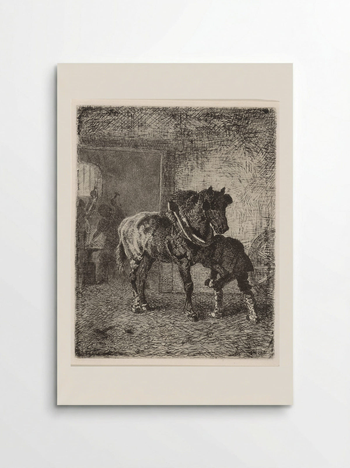 Paard krijgt hoefijzers in een smederij - Cornelis Albertus Johannes Schermer - Poster