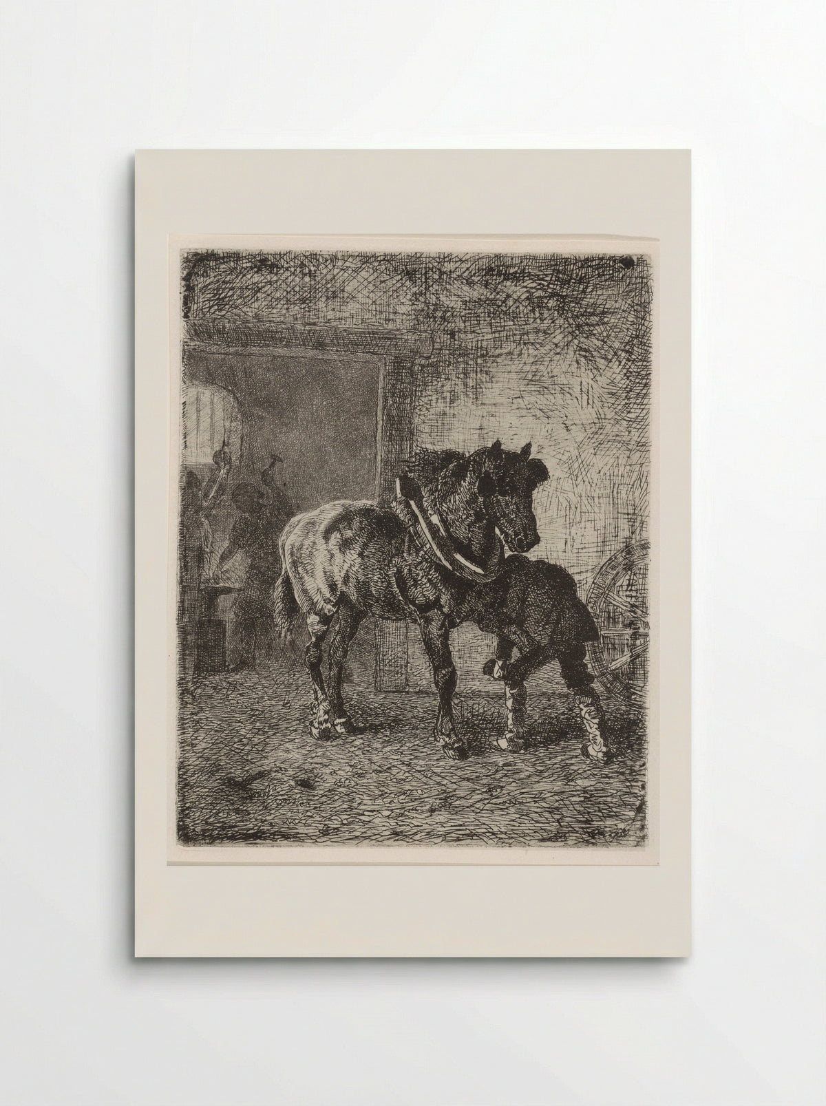 Paard krijgt hoefijzers in een smederij - Cornelis Albertus Johannes Schermer - Poster