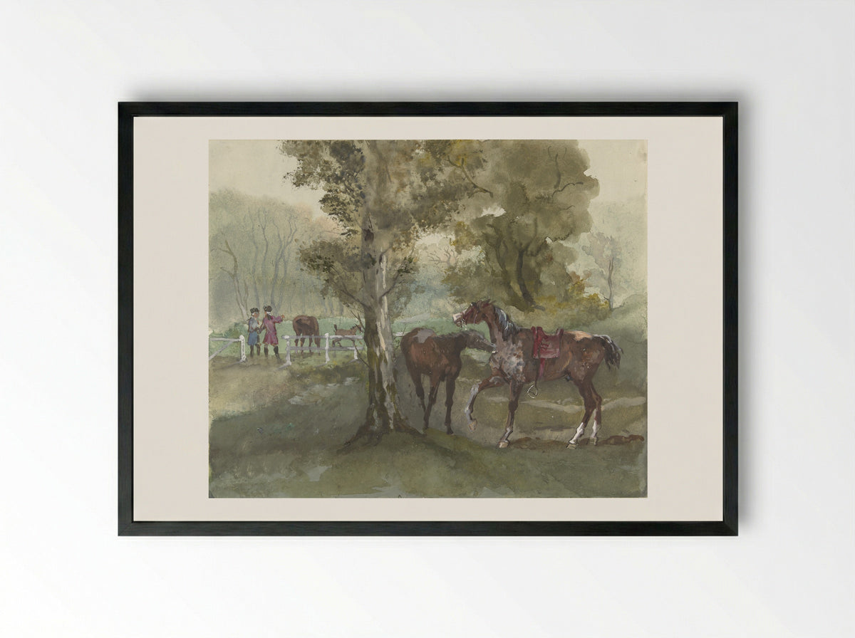 Paarden in de wei - Jules Finot - Framed Print Black