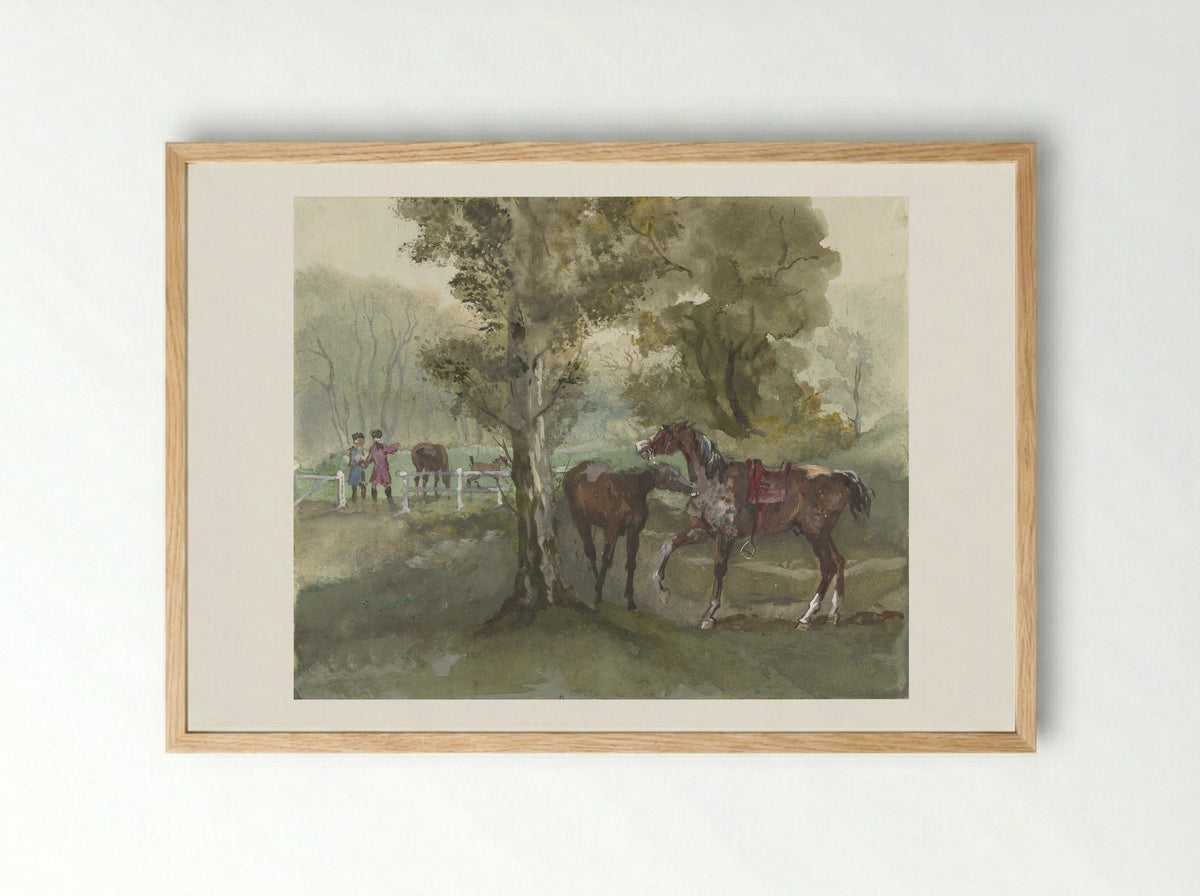 Paarden in de wei - Jules Finot - Framed Print Wood