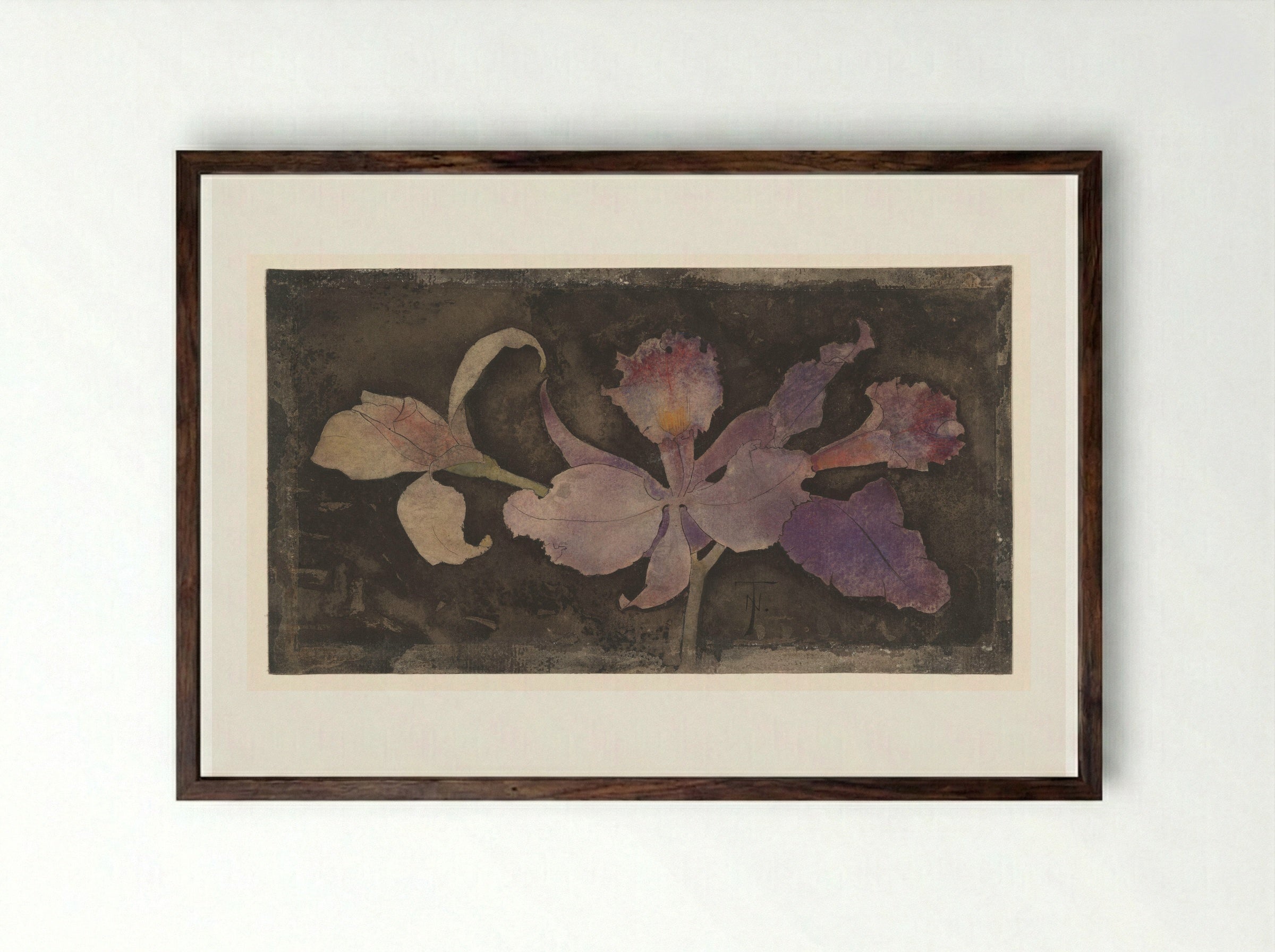 Paarse orchidee - Theo Nieuwenhuis - Framed Print Dark Wood