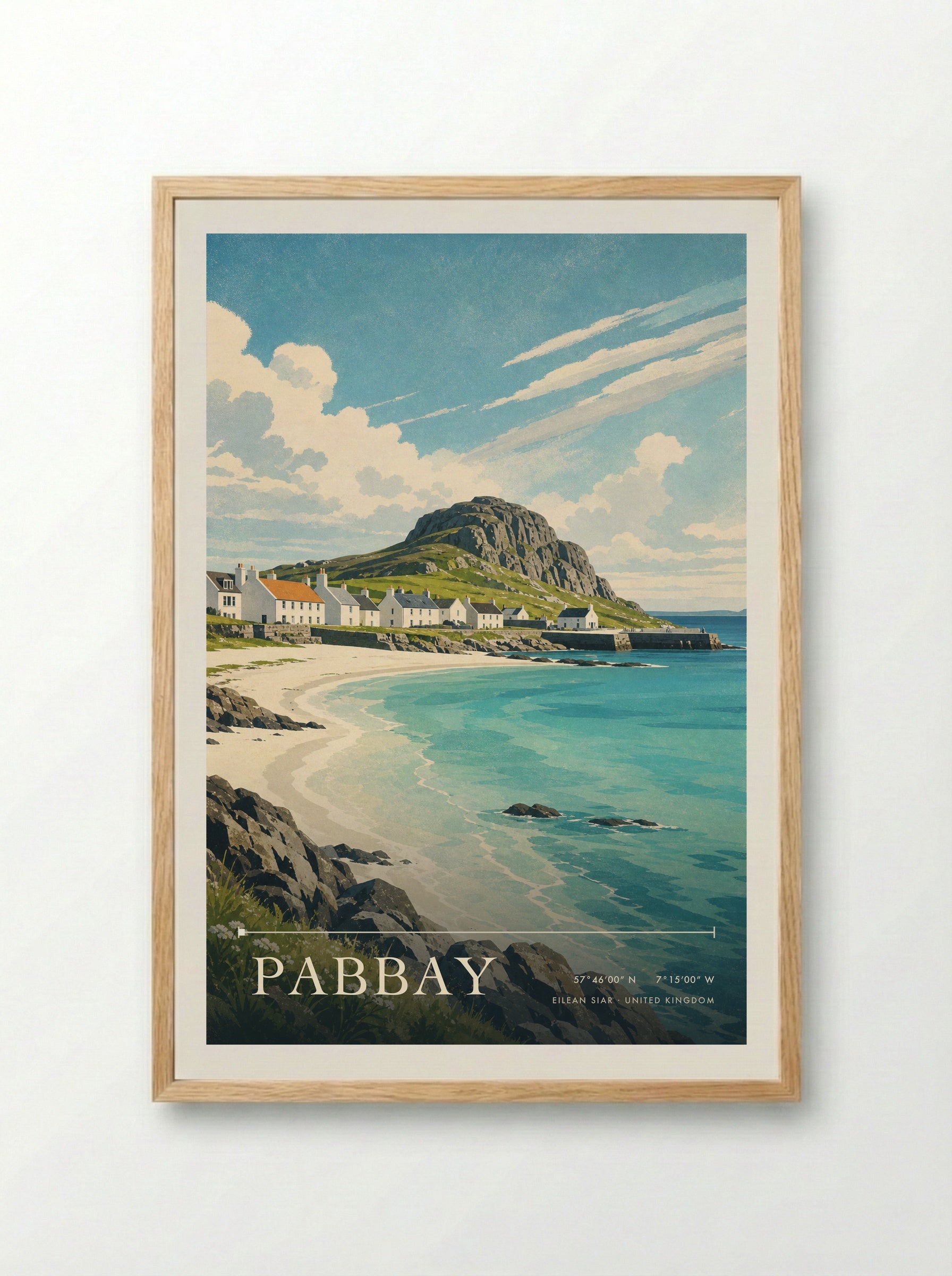 Pabbay Eilean Siar United Kingdom Travel Poster - Framed Print Wood