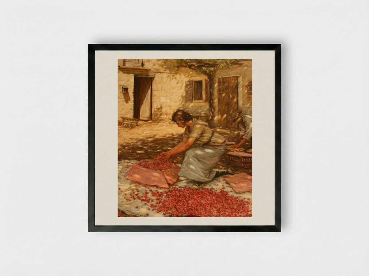 Packing Cherries in Provence, France - Henry Herbert La Thangue - Framed Print Black