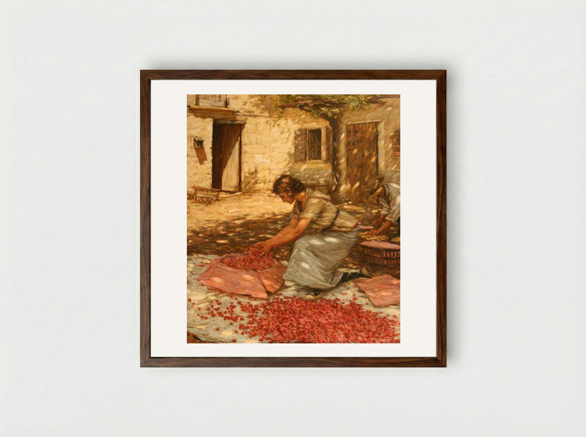 Packing Cherries in Provence, France - Henry Herbert La Thangue - Framed Print Dark Wood