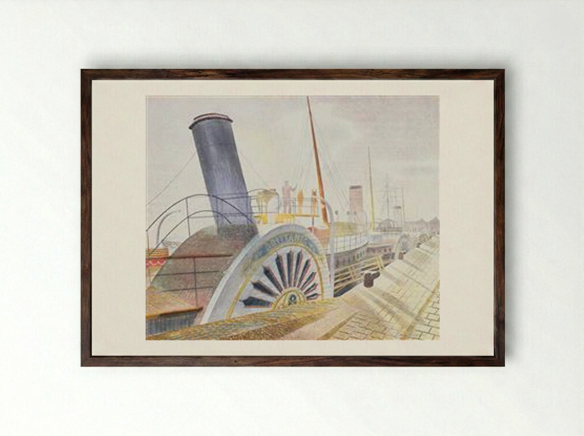 Paddle Steamer Britannie at Bristol Quay - Solis Prints - Framed Print Dark Wood