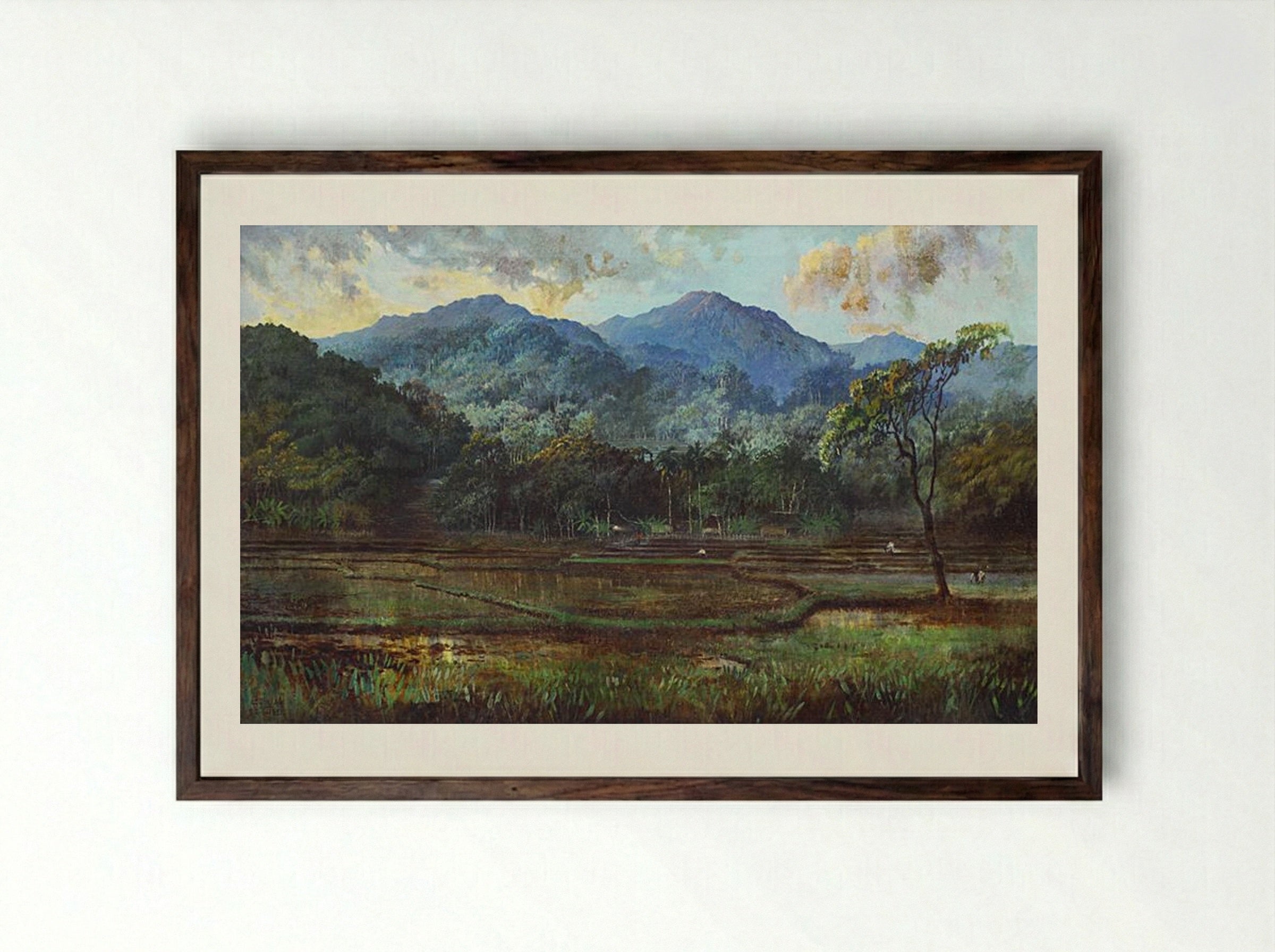 Paddy Field - Abdullah Suriosubroto - Framed Print Dark Wood