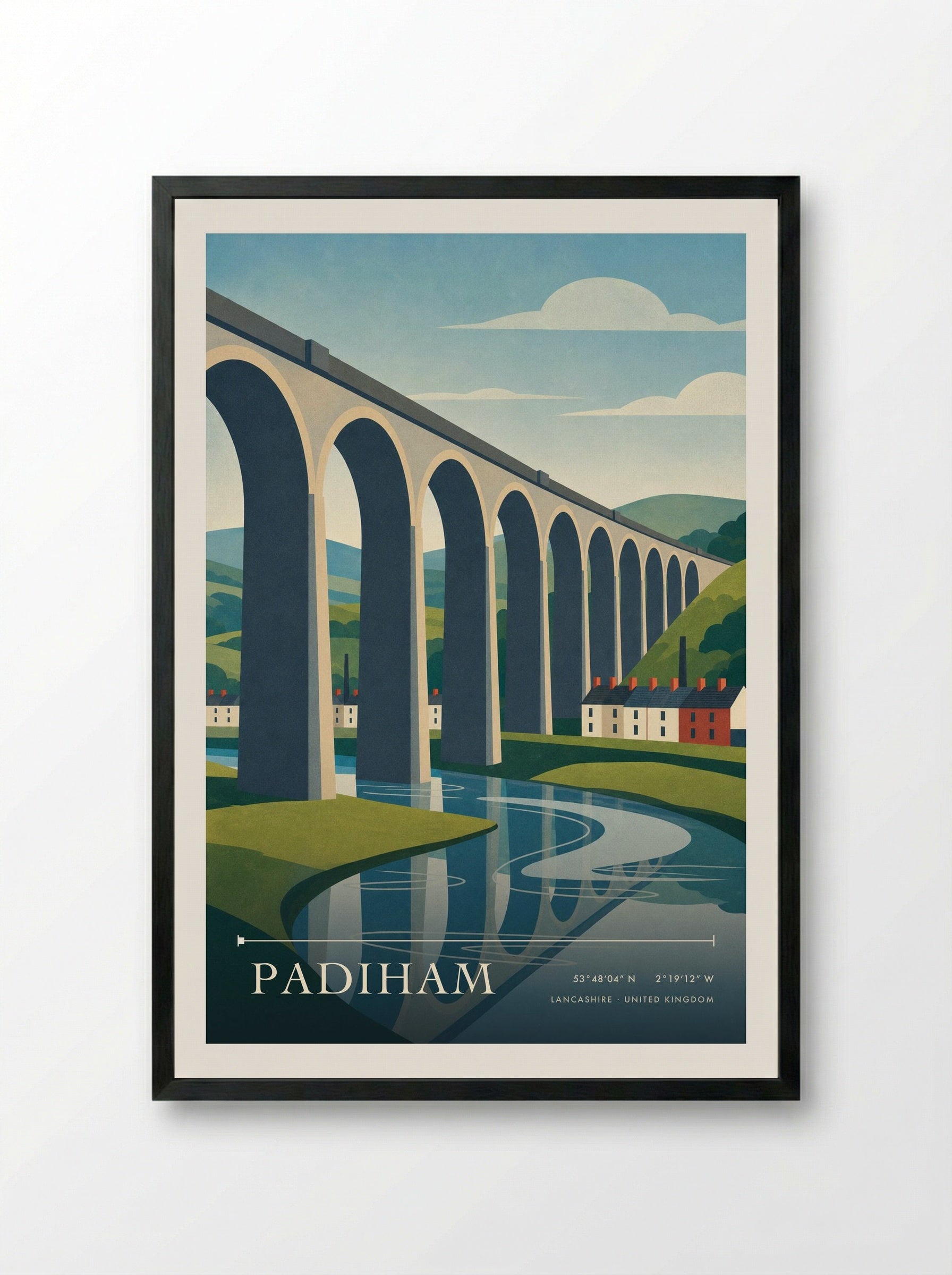 Padiham Lancashire United Kingdom Travel Poster - Framed Print Black