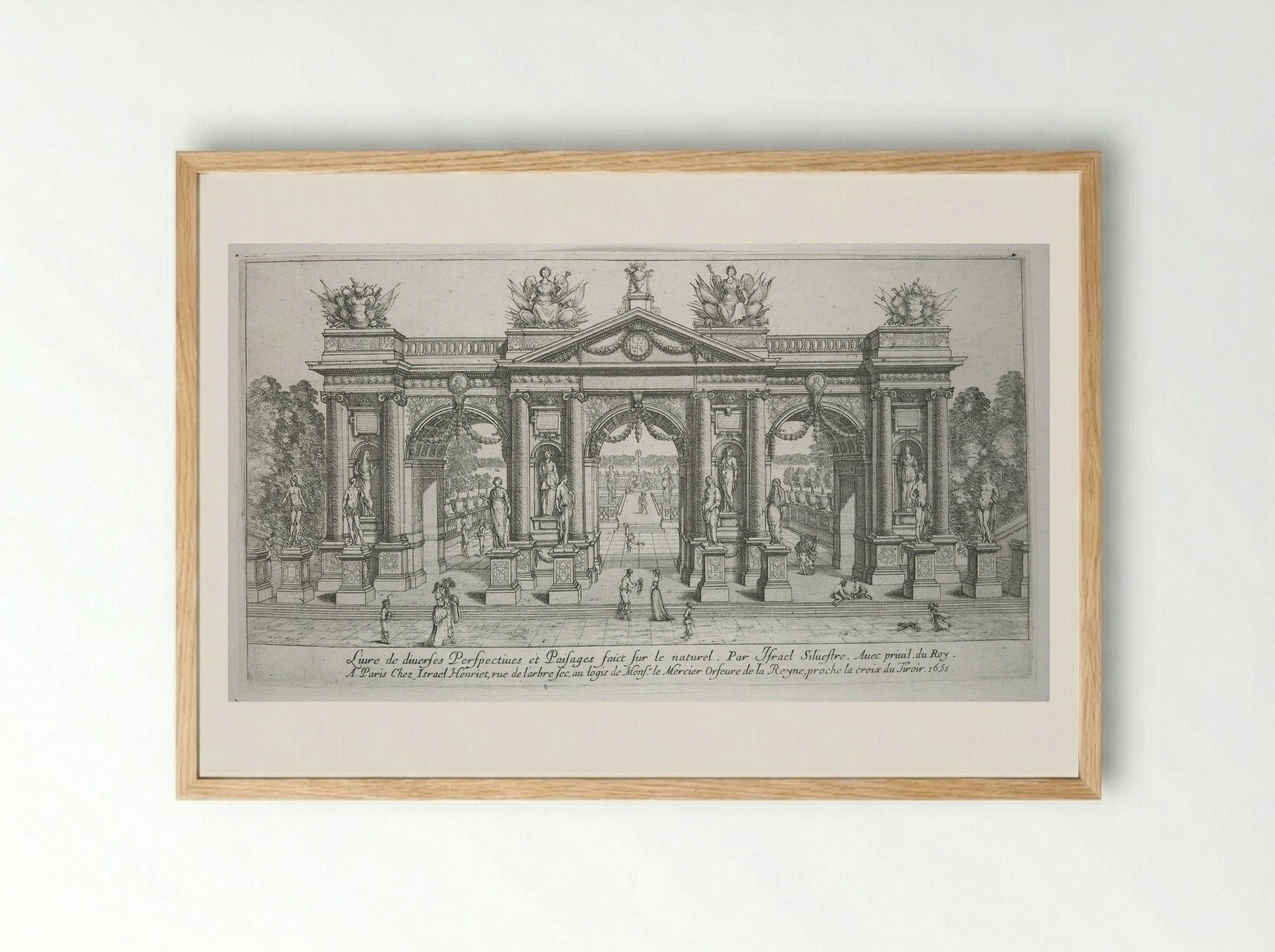 Page from Livre de Diverses Perspectives et Paisages - Israël Silvestre - Framed Print Wood