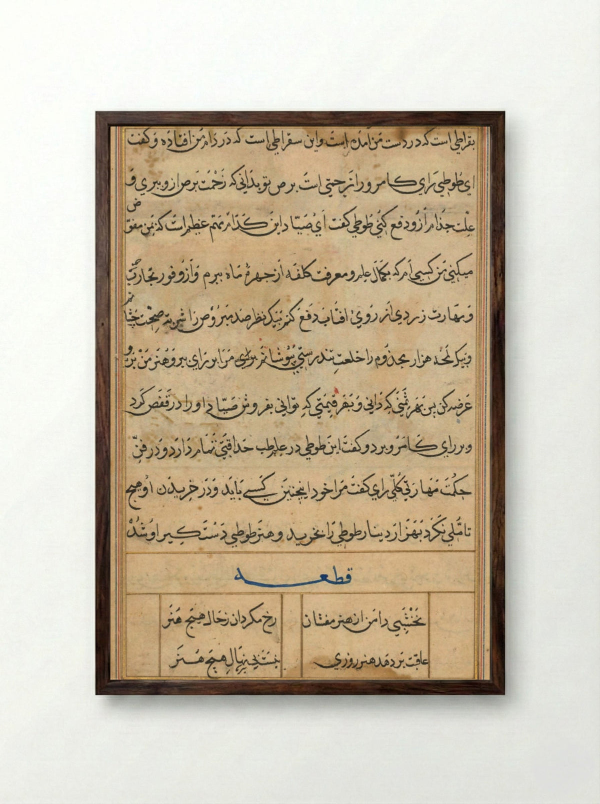 Page from Tales of a Parrot (Tuti-nama) - Basavana - Framed Print Dark Wood