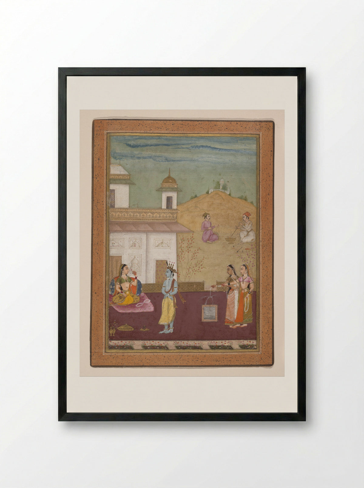 Page from a Dispersed Rasikapriya (Lover's Breviary) - Nuruddin - Framed Print Black