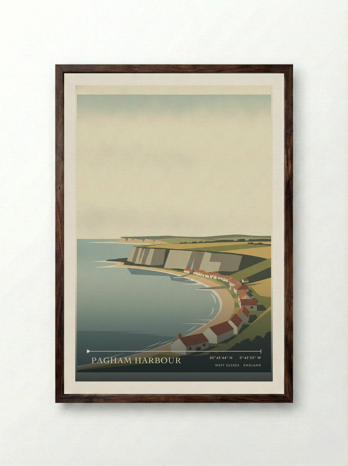 Pagham Harbour West Sussex England Travel Poster - Framed Print Dark Wood