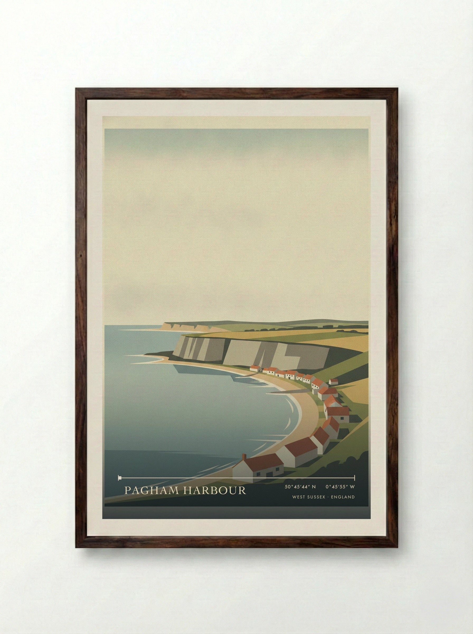 Pagham Harbour West Sussex England Travel Poster - Framed Print Dark Wood