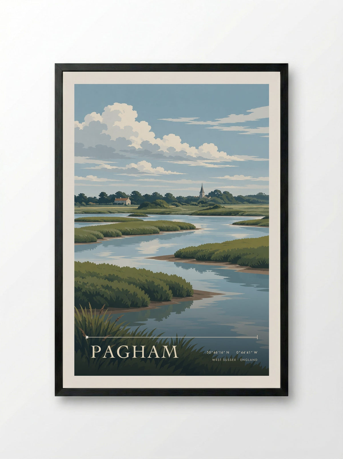 Pagham, West Sussex | Travel Poster - Framed Print Black