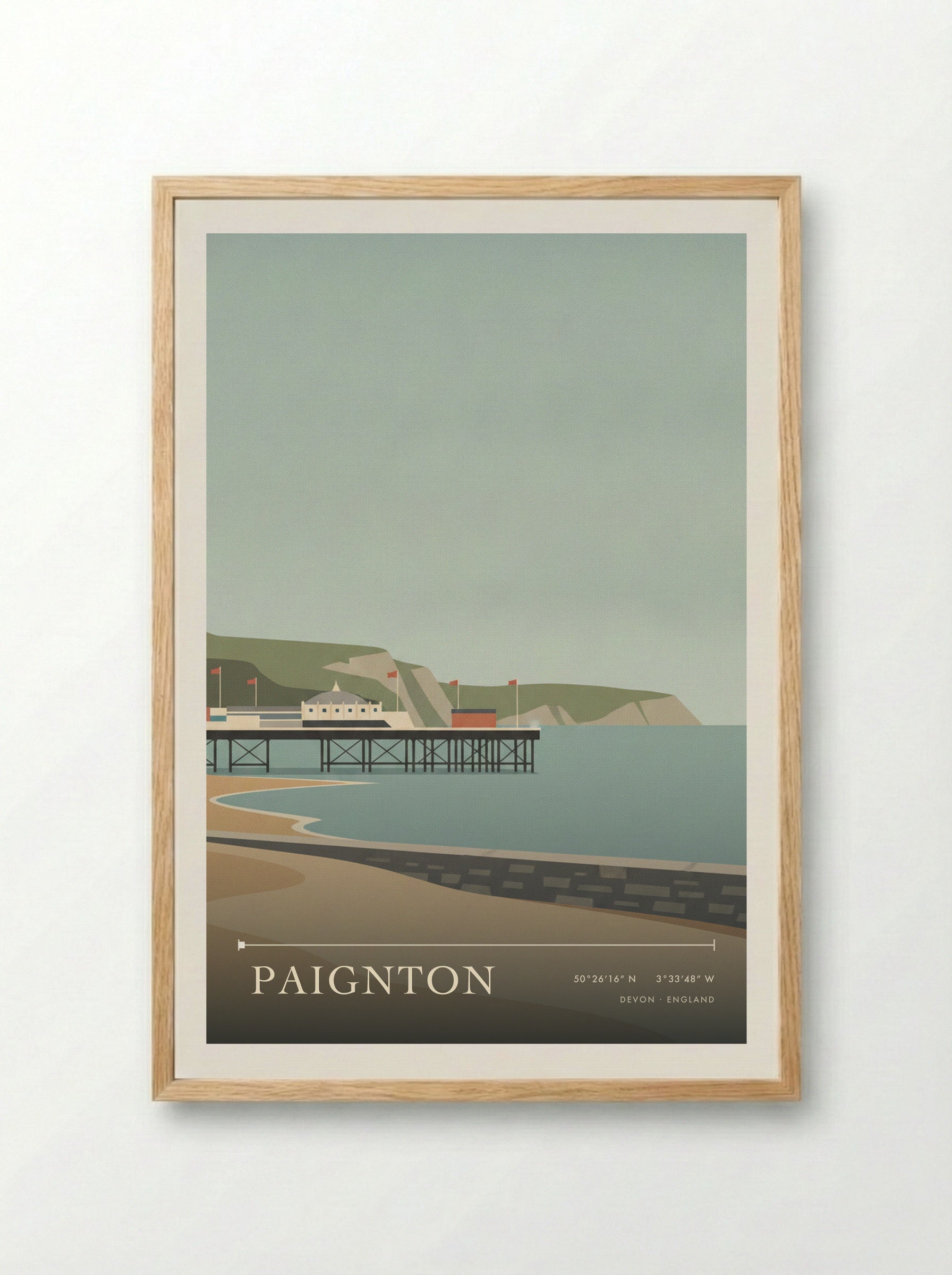 Paignton Devon England Travel Poster - Framed Print Wood