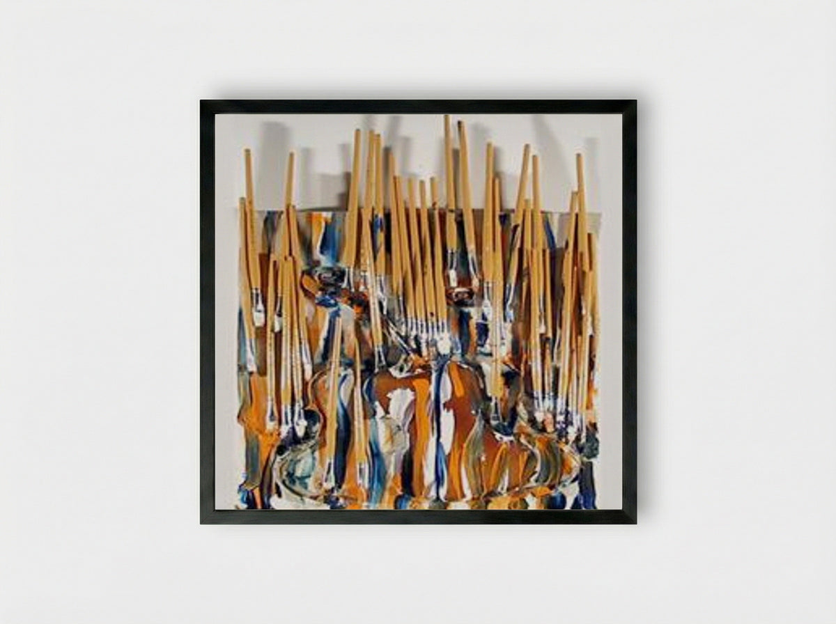 Paintbrushes & Violin (II) - Arman - Framed Print Black