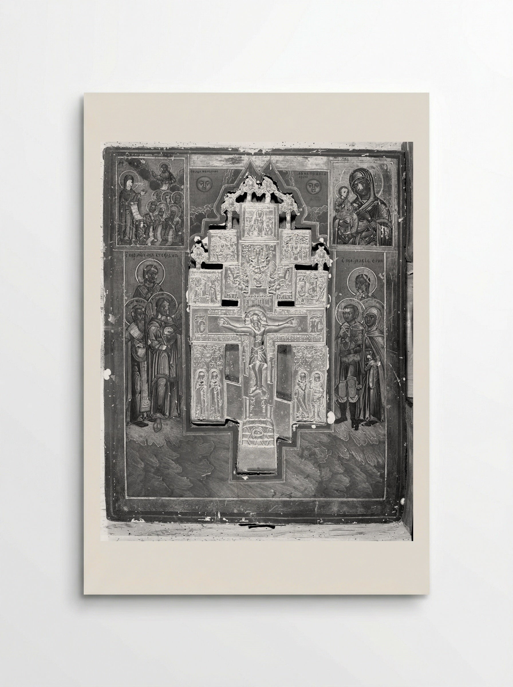 Painted Panel with Crucifixion Inset - Fine Art Print - Poster