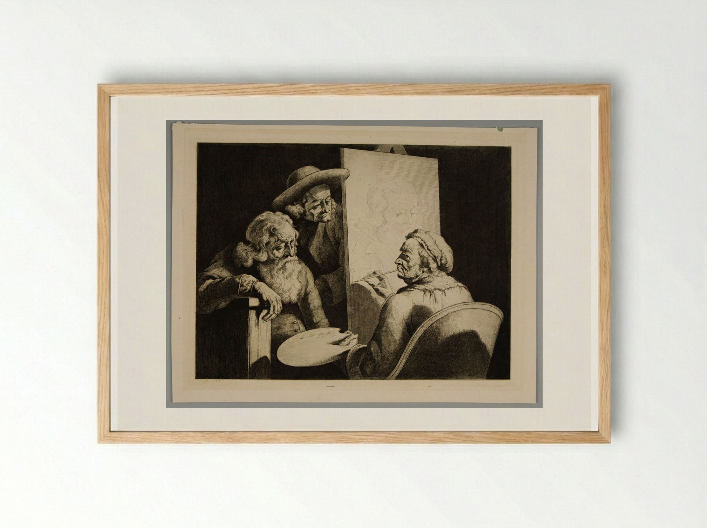 Painter Painting a Long-Bearded Old Man - Jean-Jacques de Boissieu - Framed Print Wood