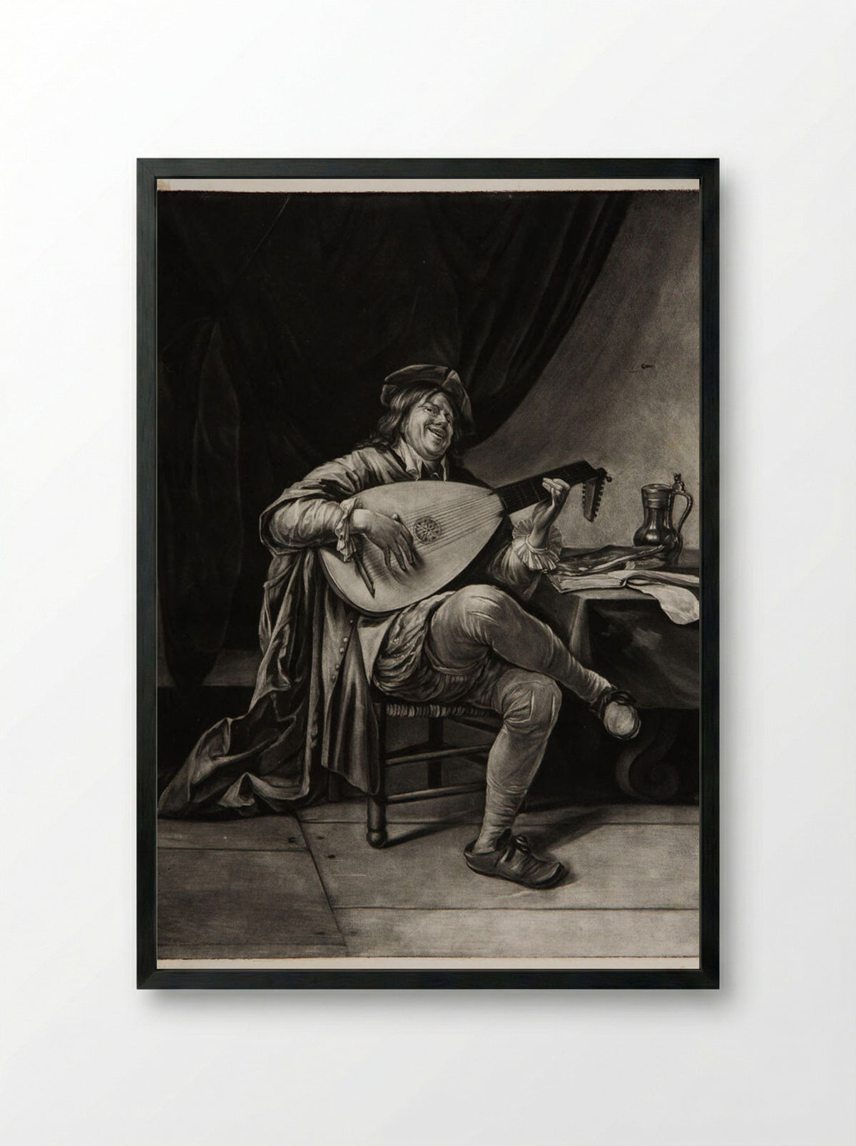 Painter Playing the Lute - Jacobus Gole - Framed Print Black