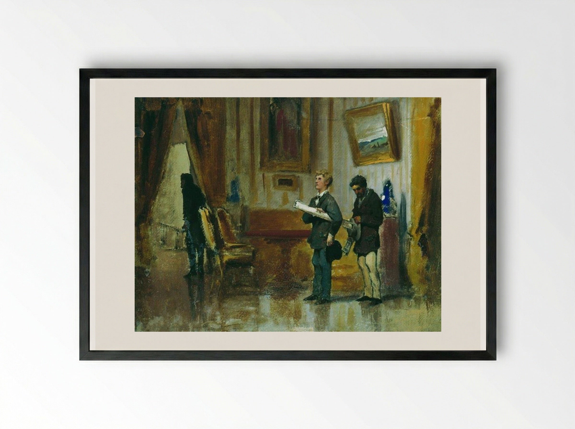 Painters in the Hall of a Rich Man - Fyodor Bronnikov - Framed Print Black