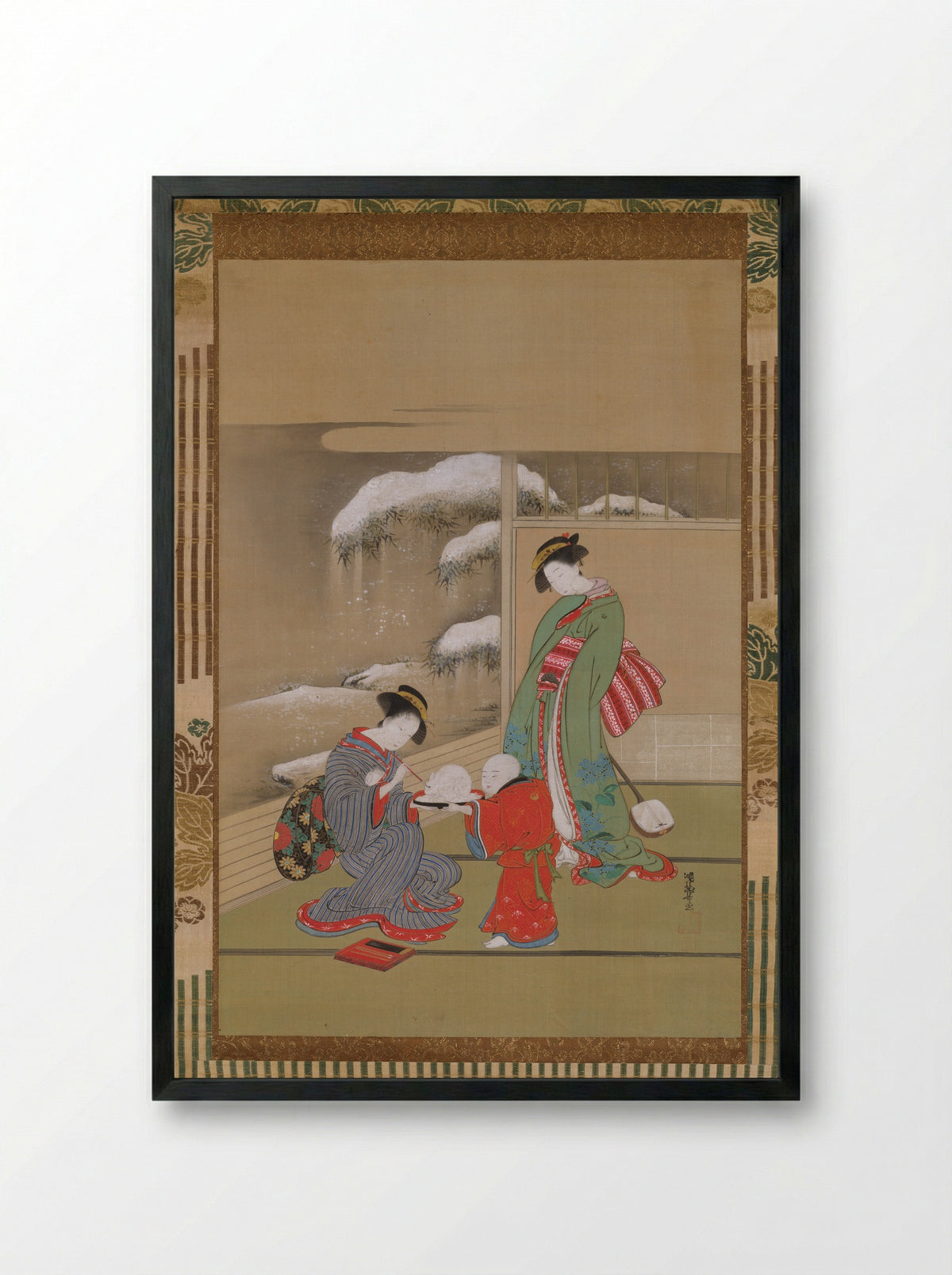 Painting the Eyes on a Snow Rabbit - Isoda Koryūsai - Framed Print Black