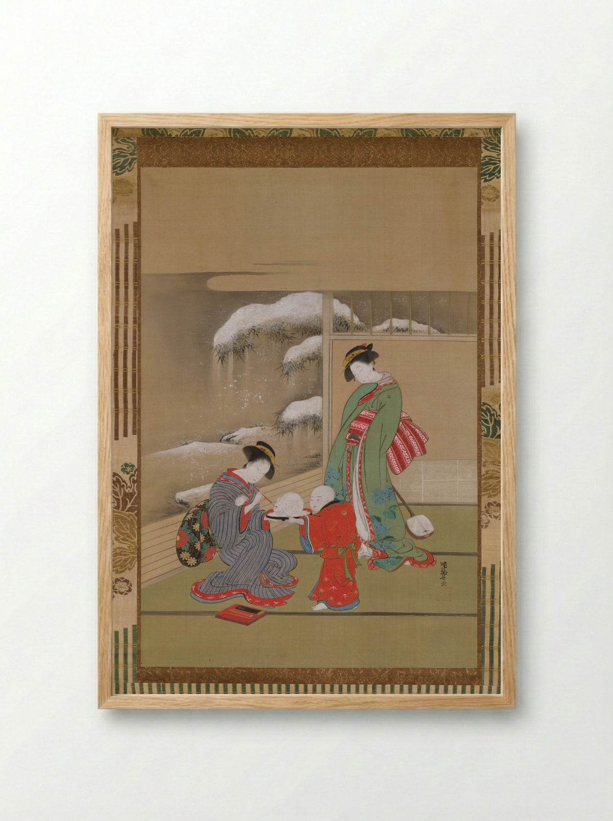 Painting the Eyes on a Snow Rabbit - Isoda Koryūsai - Framed Print Wood