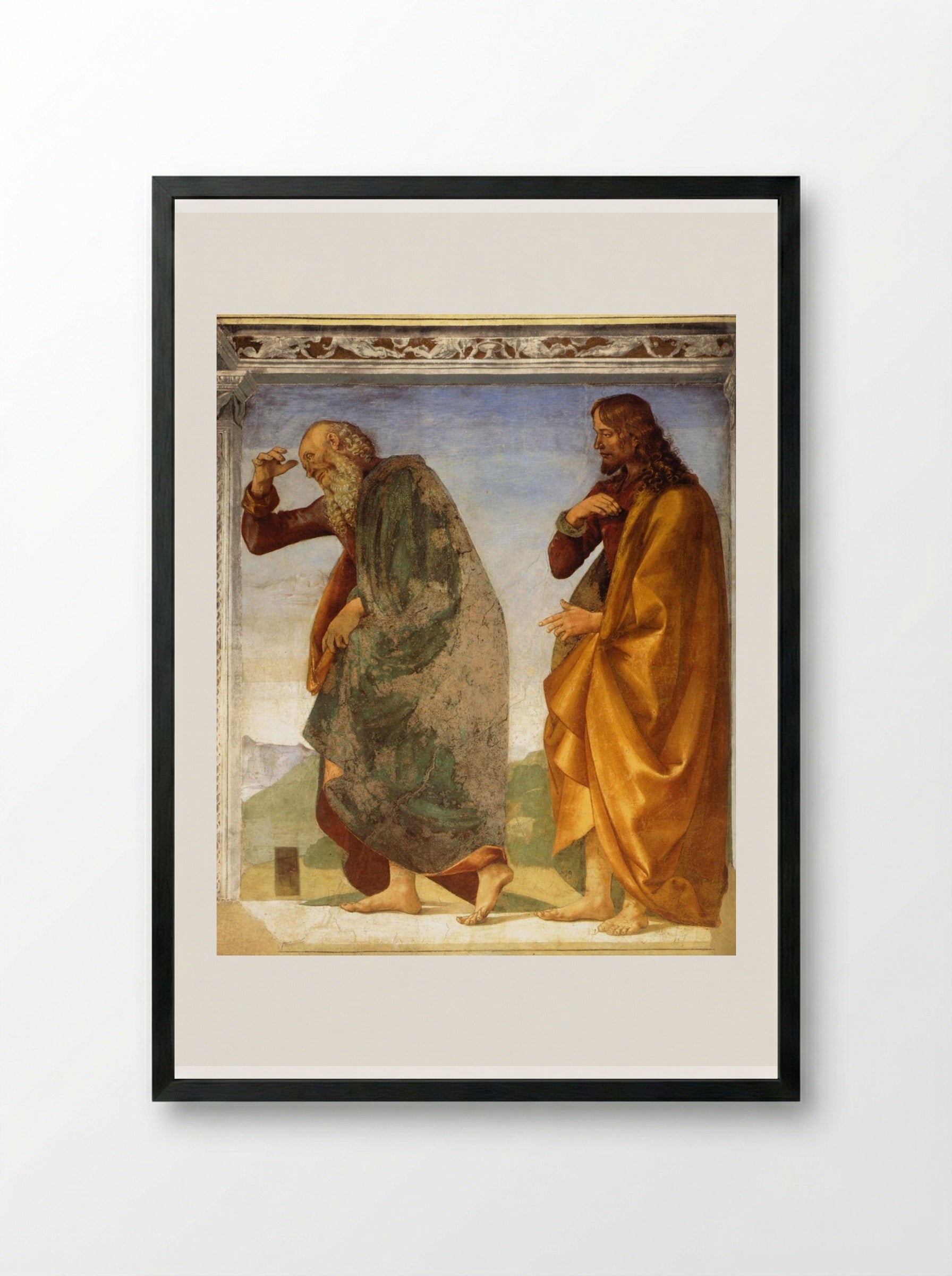 Pair of Apostles in Dispute - Luca Signorelli - Framed Print Black