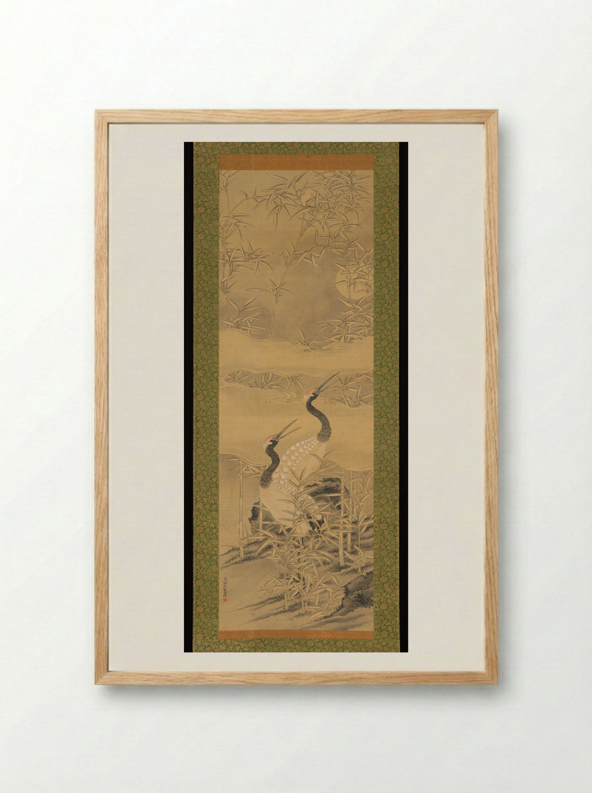 Pair of Cranes in Bamboo Grove - Tanomura Chikuden - Framed Print Wood