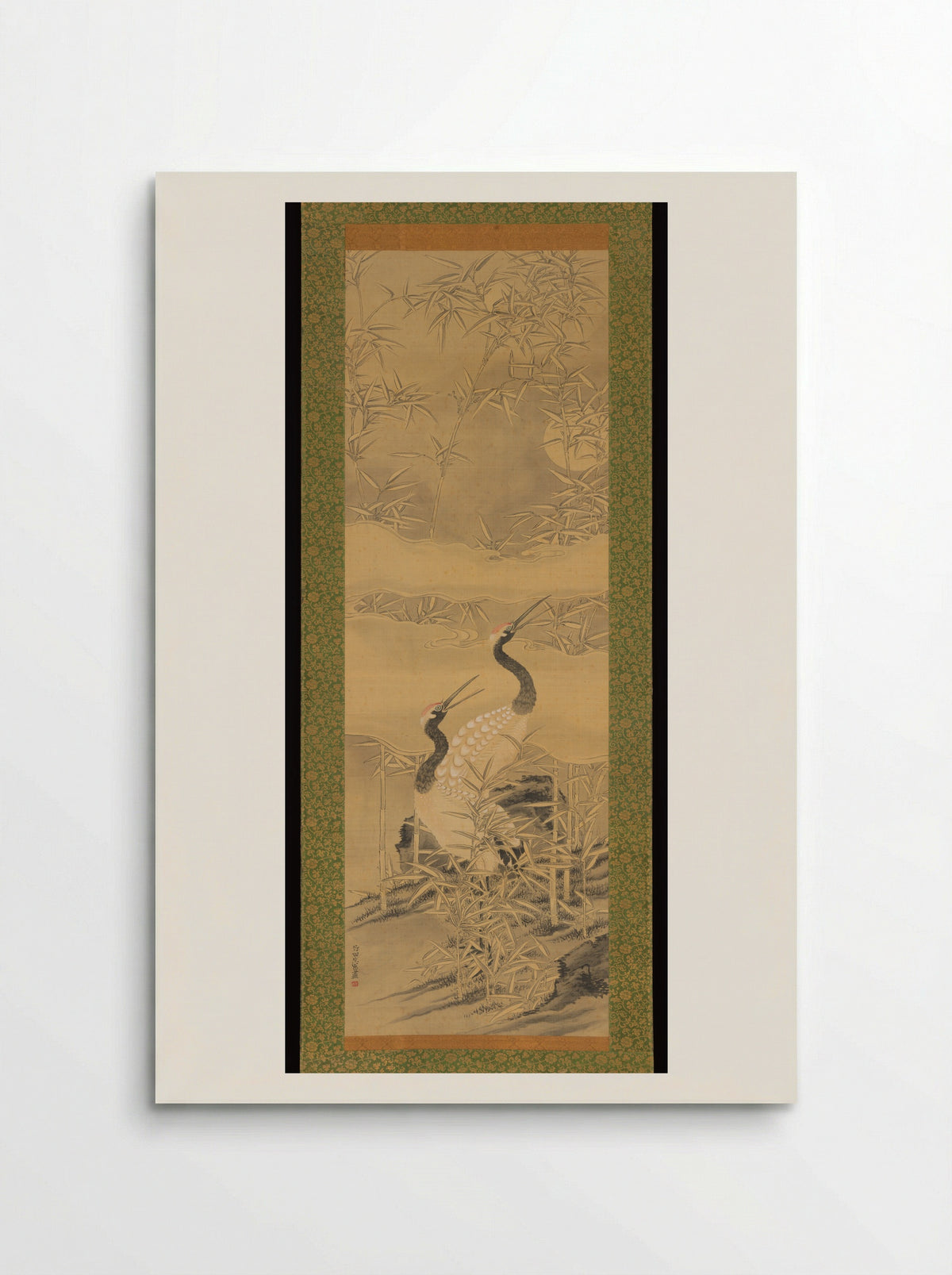 Pair of Cranes in Bamboo Grove - Tanomura Chikuden - Poster