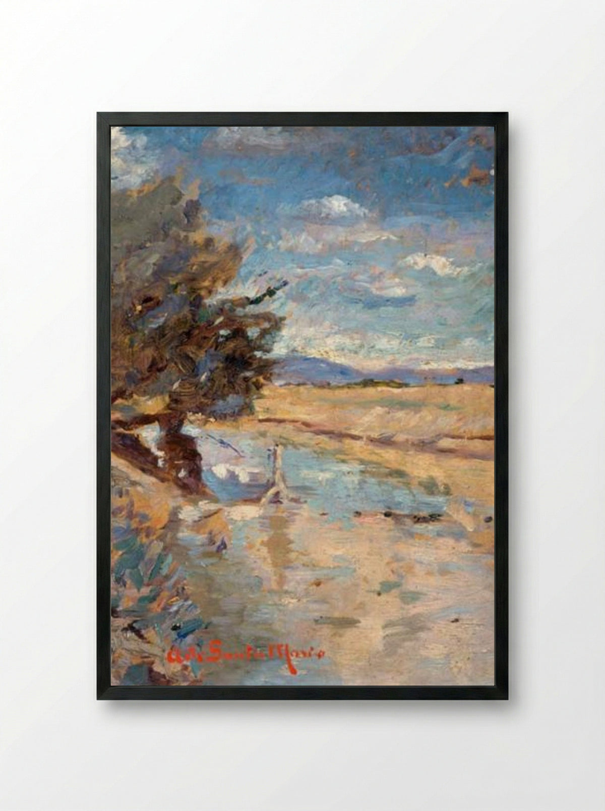 Paisaje (Study of Field and Stream) - Andres de Santa Maria - Framed Print Black