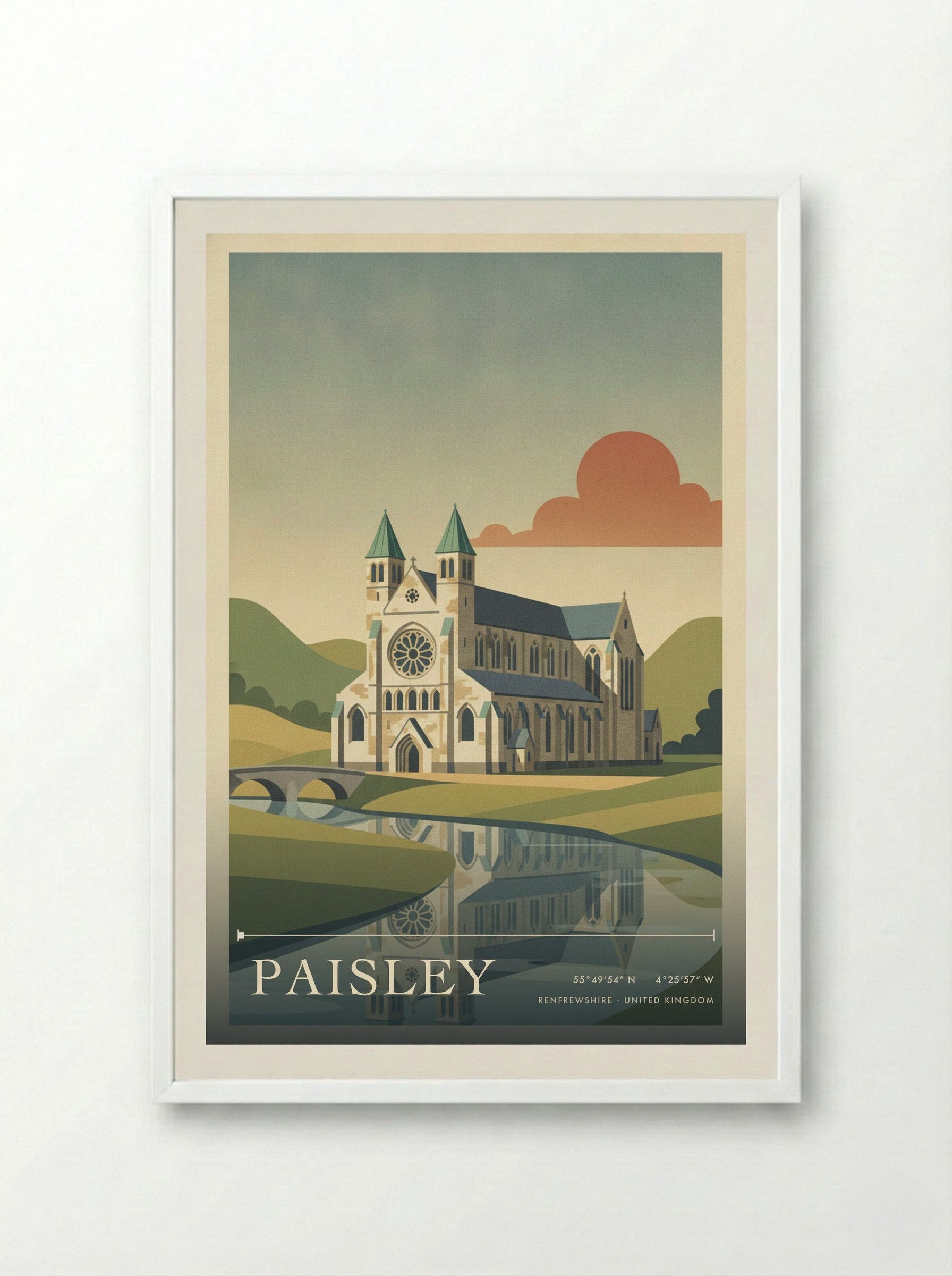 Paisley Renfrewshire United Kingdom Travel Poster - Framed Print White