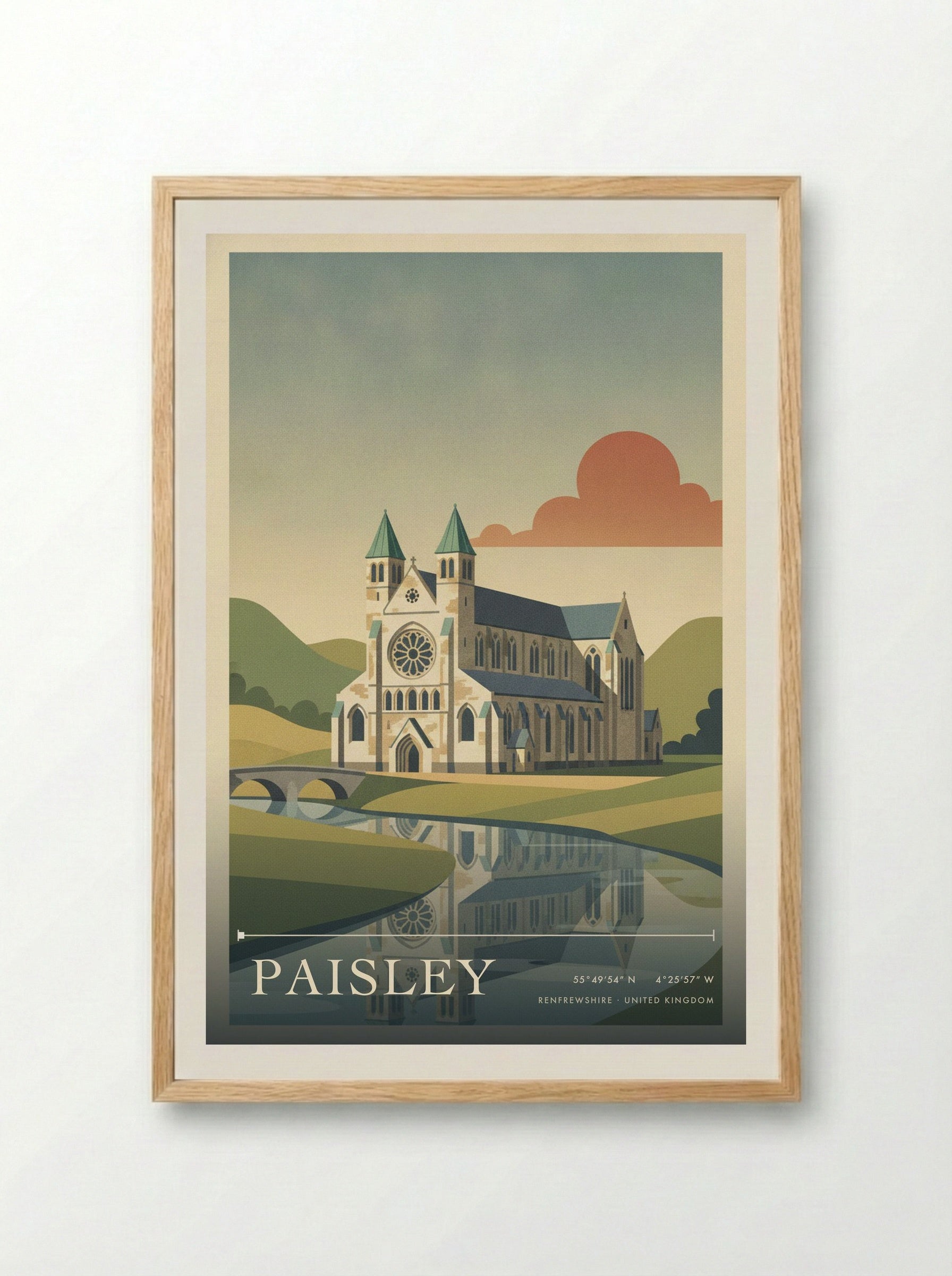 Paisley Renfrewshire United Kingdom Travel Poster - Framed Print Wood