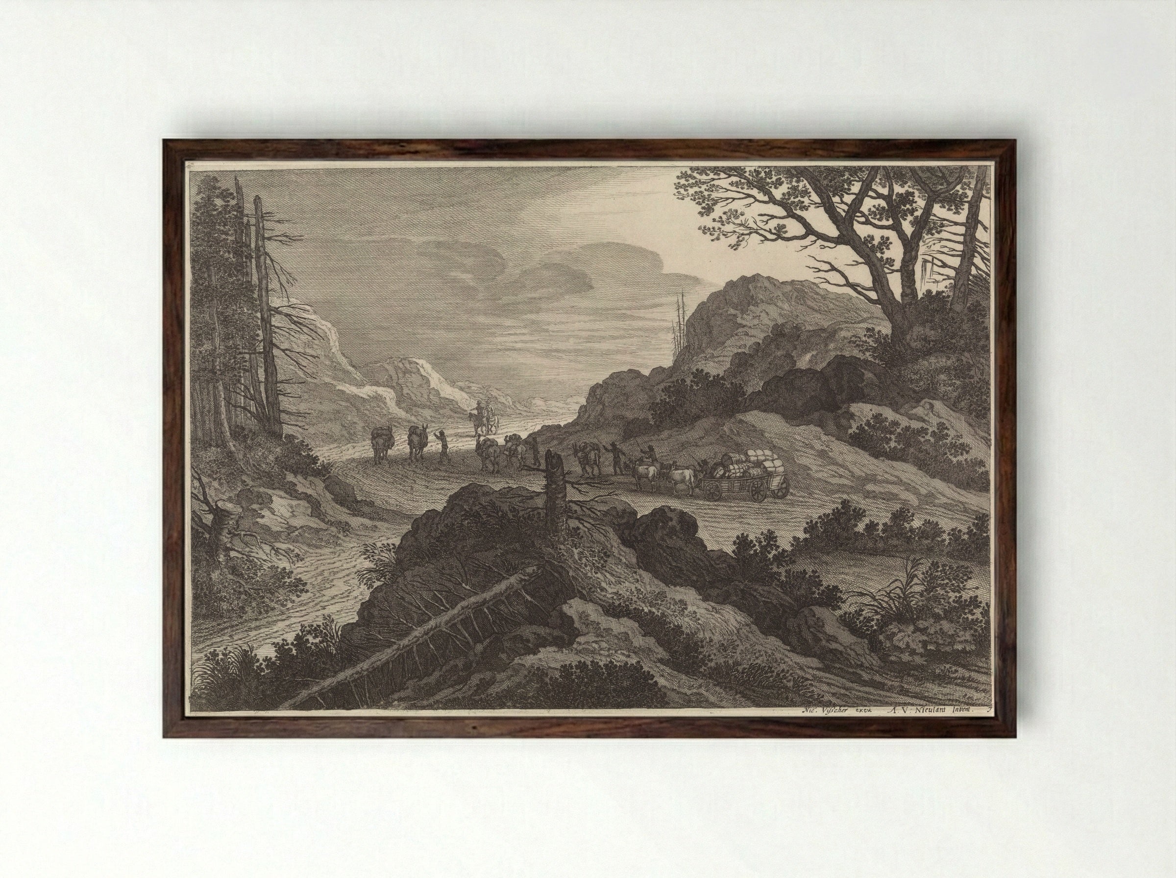 Pakezels op een weg - Pieter Nolpe - Framed Print Dark Wood
