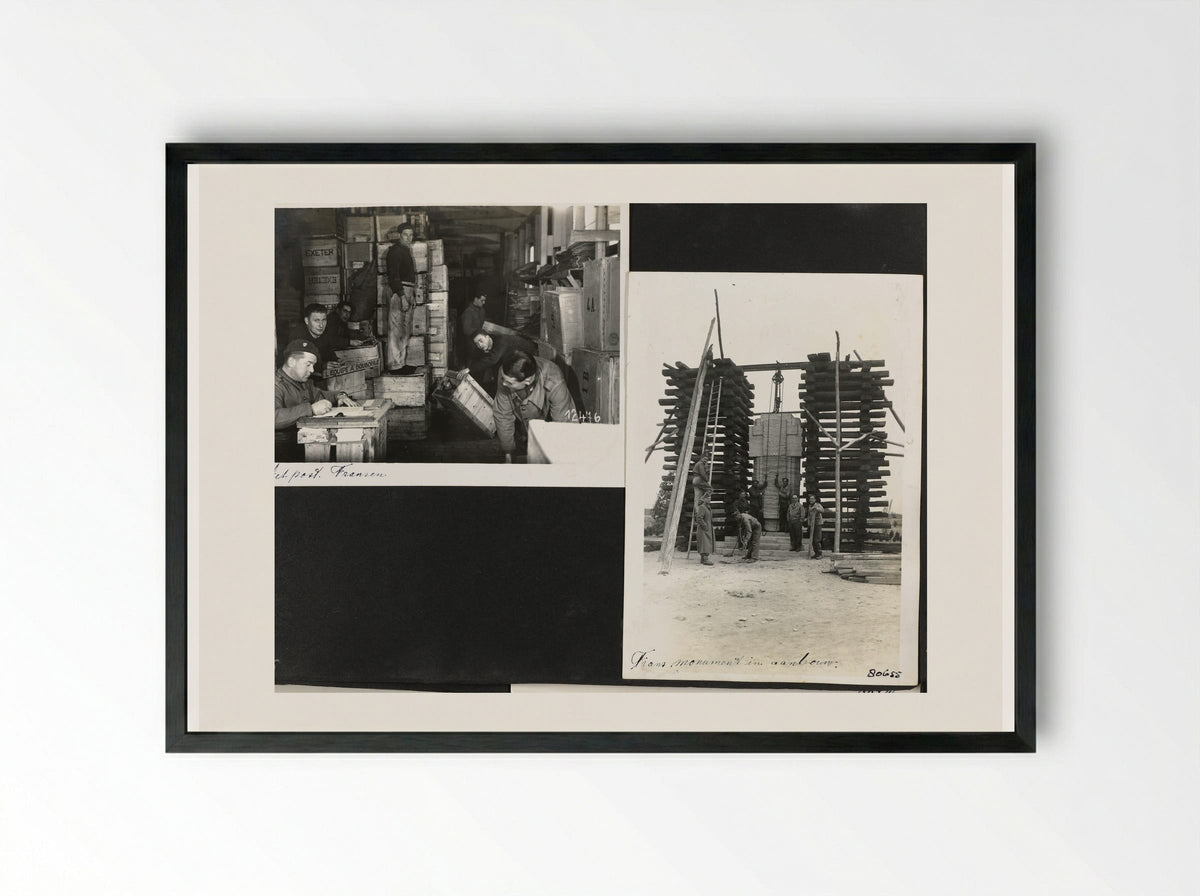 Pakketpost Fransen / Frans monument in aanbouw - Dick W.B. van Maarseveen - Framed Print Black