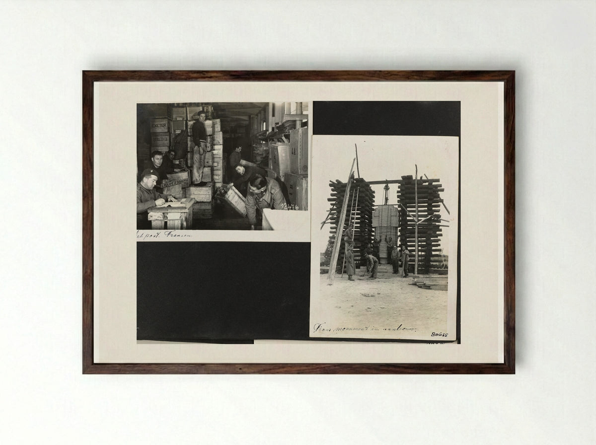 Pakketpost Fransen / Frans monument in aanbouw - Dick W.B. van Maarseveen - Framed Print Dark Wood