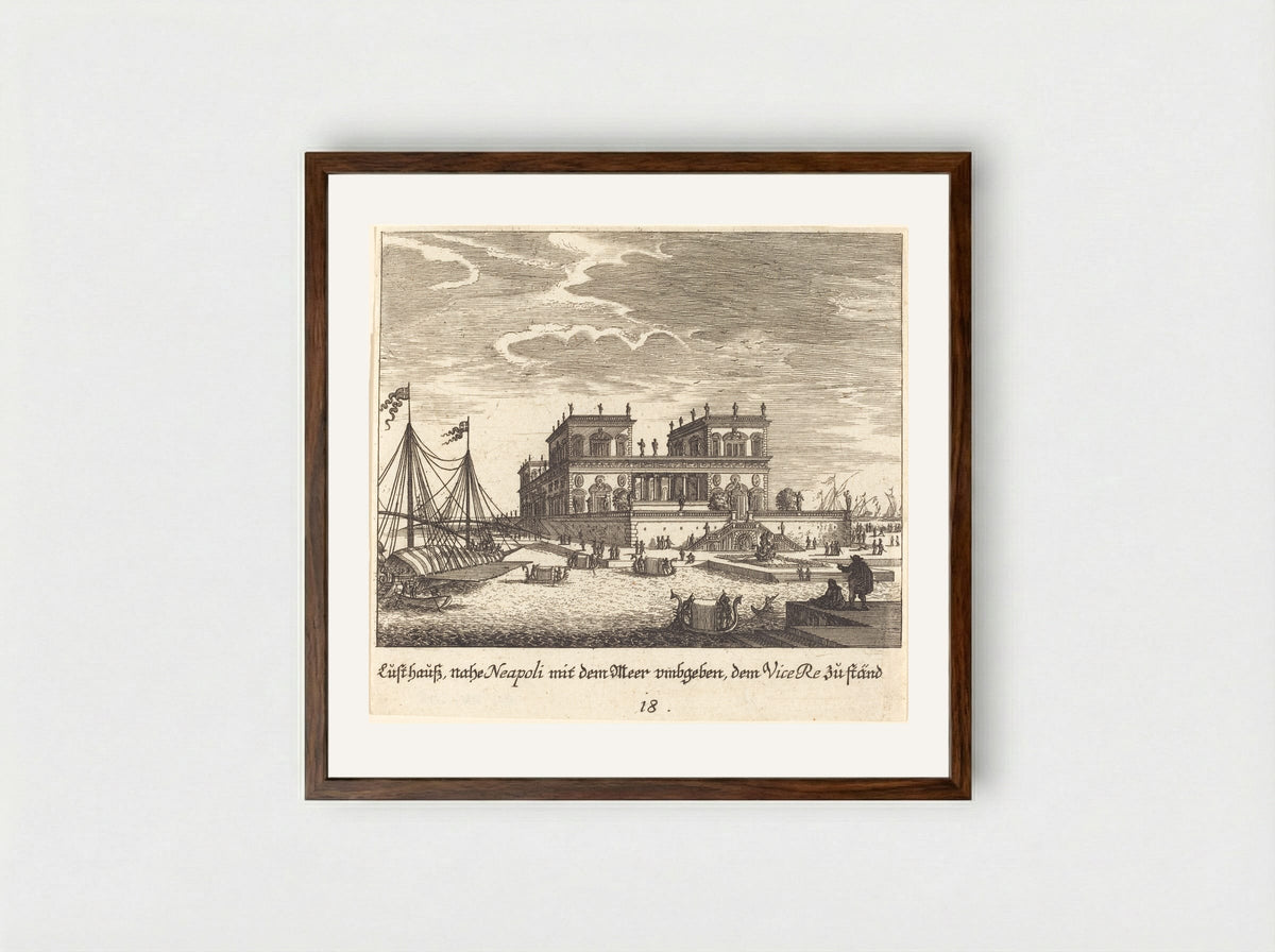Palace of Cardinal Caraffa at Naples - Melchior Küsel - Framed Print Dark Wood