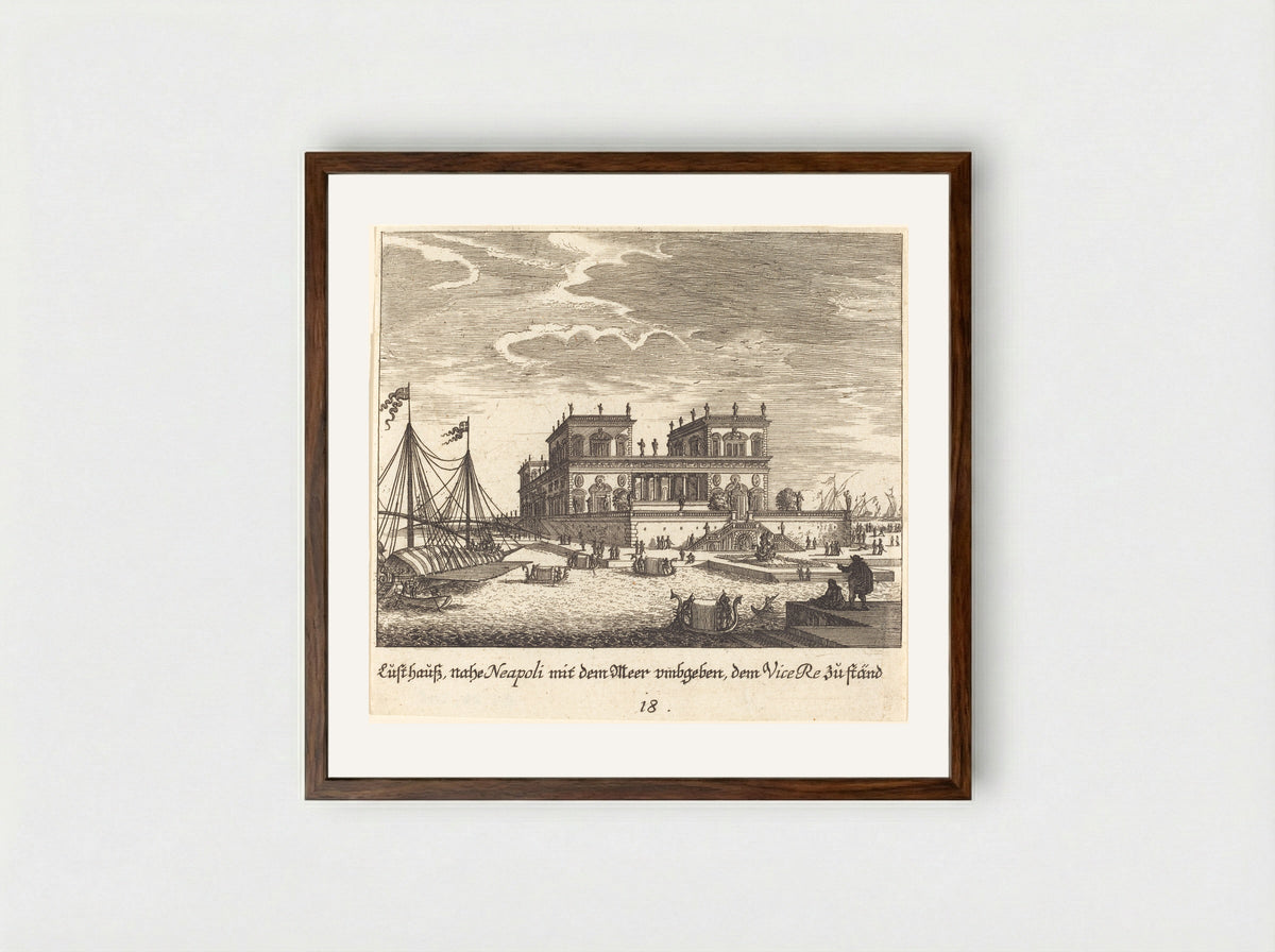 Palace of Cardinal Caraffa at Naples - Melchior Küsel - Framed Print Dark Wood