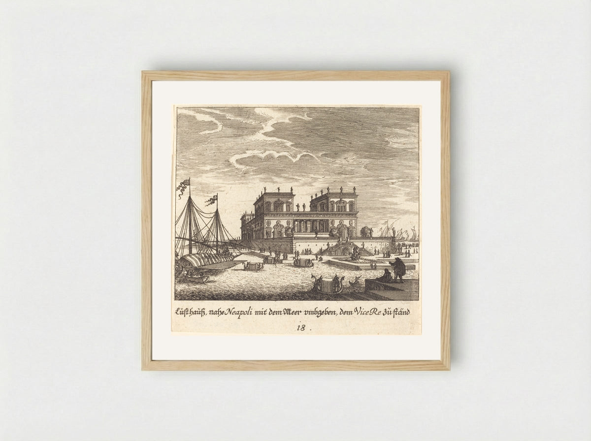 Palace of Cardinal Caraffa at Naples - Melchior Küsel - Framed Print Wood
