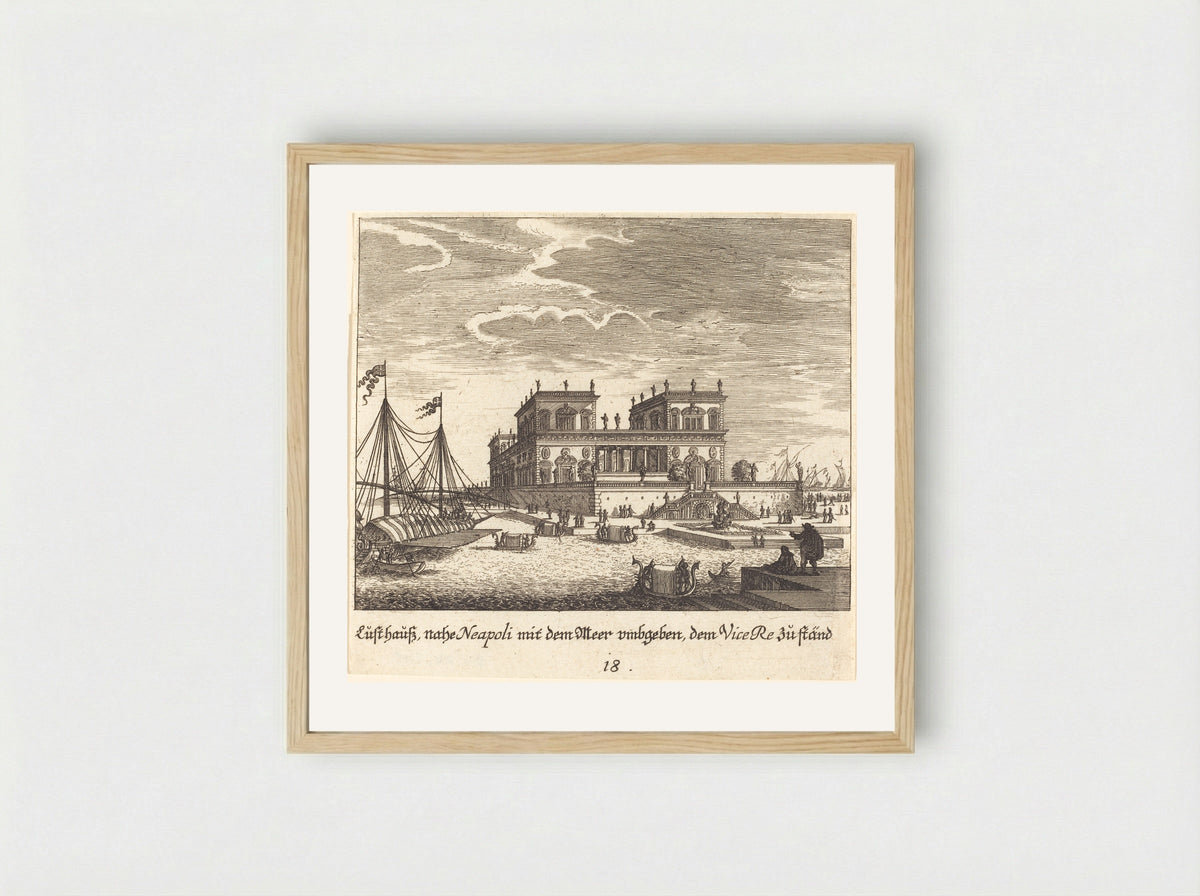 Palace of Cardinal Caraffa at Naples - Melchior Küsel - Framed Print Wood