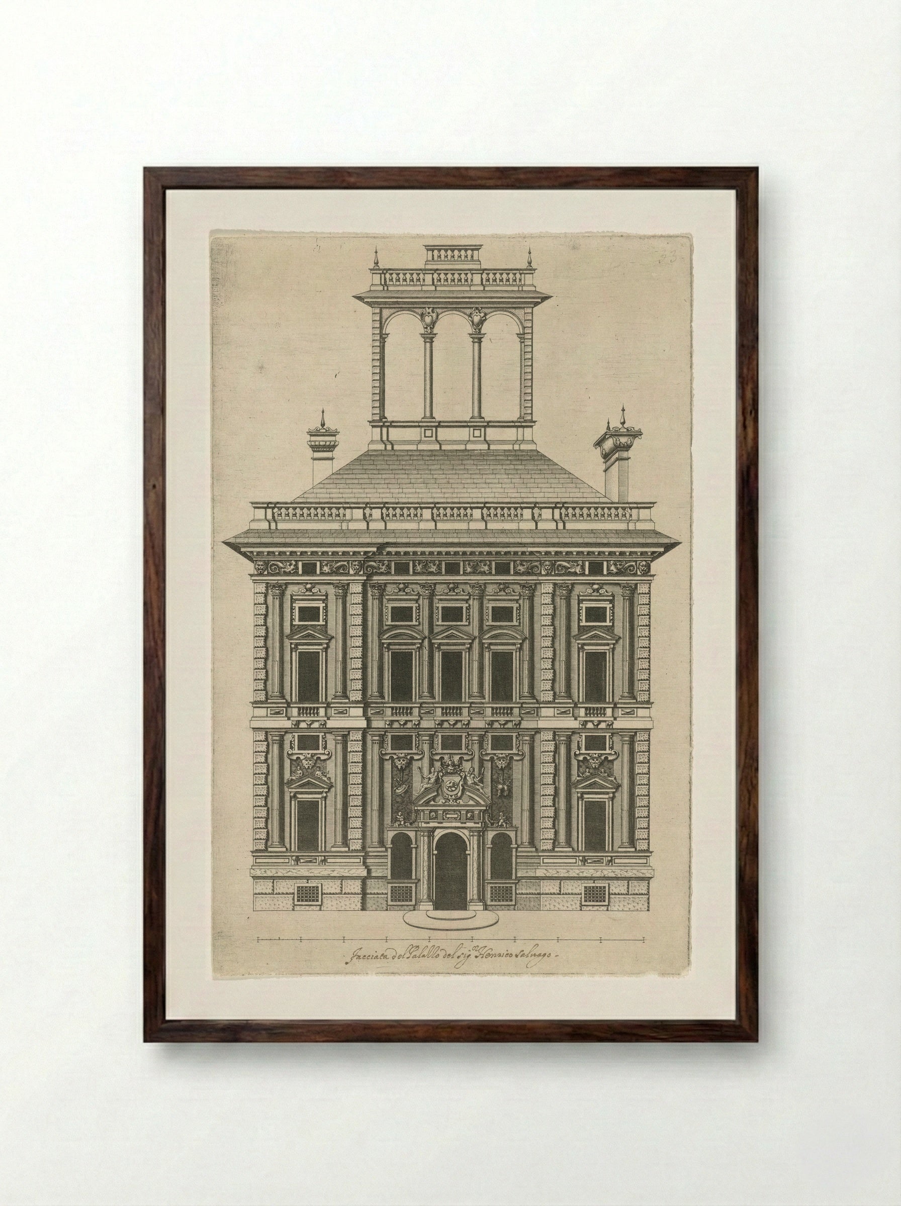 Palazzo Campanella - Peter Paul Rubens - Framed Print Dark Wood